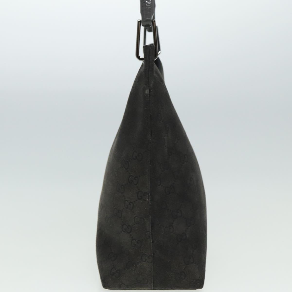 GUCCI Bamboo GG Canvas Shoulder Bag Suede Gray 81910