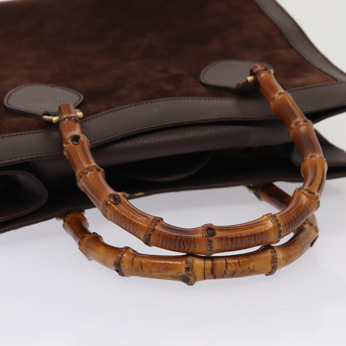 GUCCI Bamboo Hand Bag Suede Outlet Brown 002 1095 0260 81930