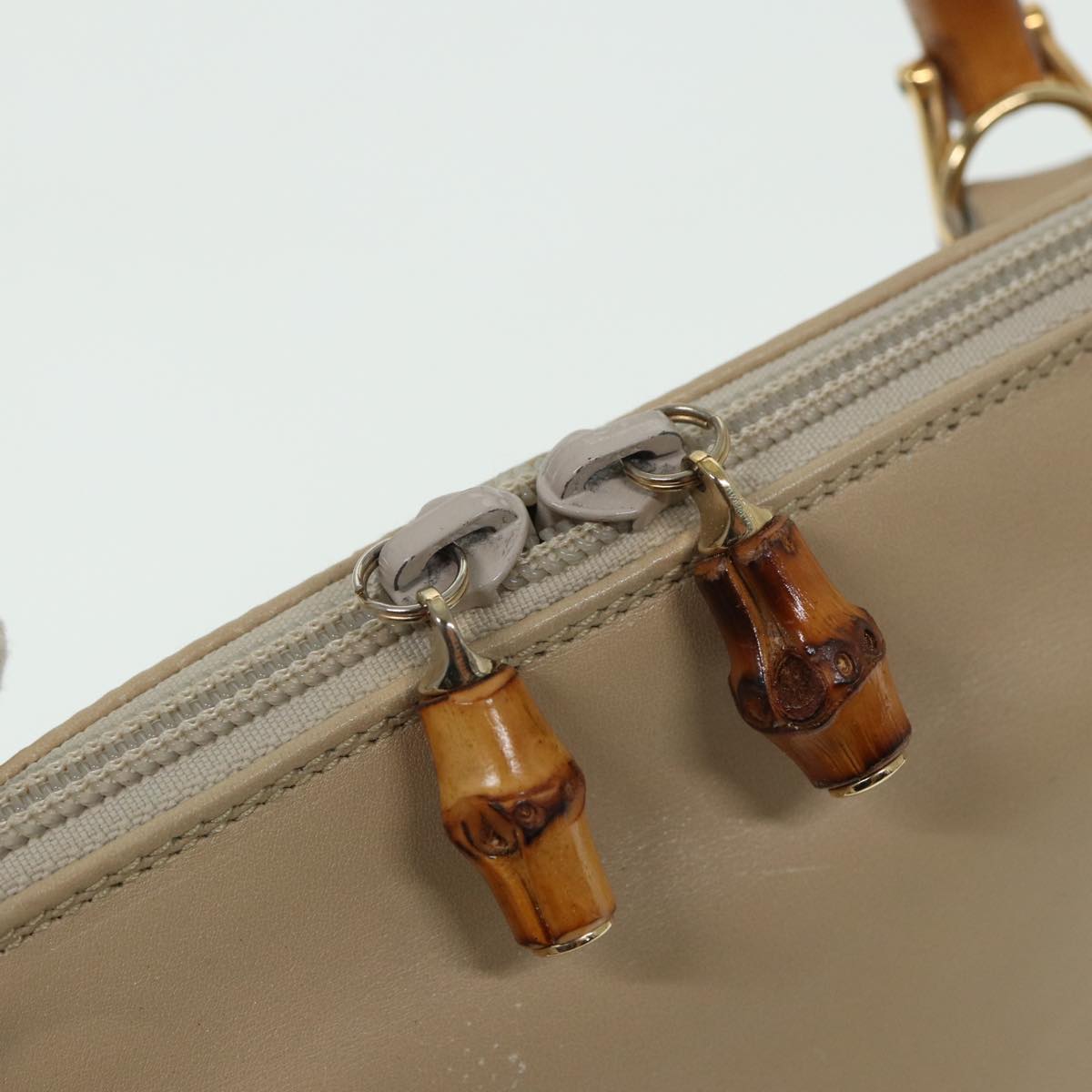 GUCCI Bamboo Hand Bag Leather Beige 81937