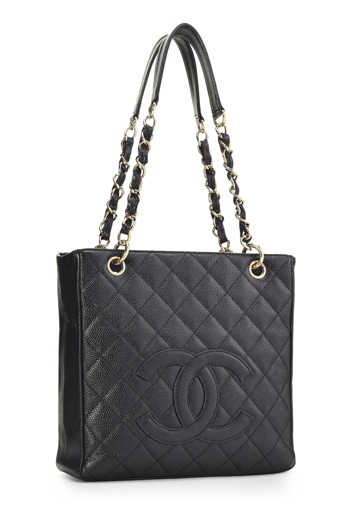 Chanel,  Black Quilted Caviar Petite Shopping Tote (PST), Black