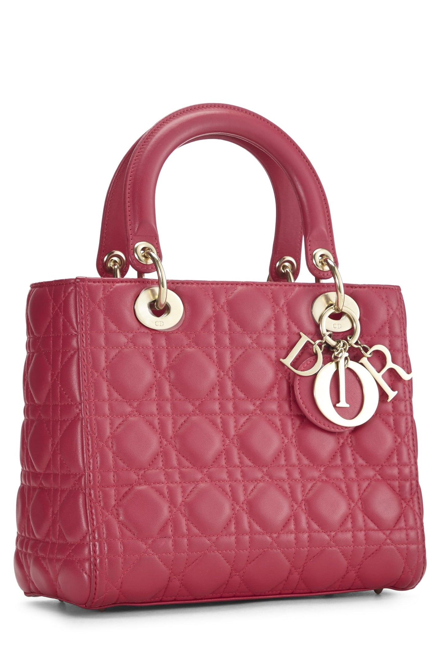 Dior,  Pink Cannage Quilted Lambskin Lady Dior Medium, Pink