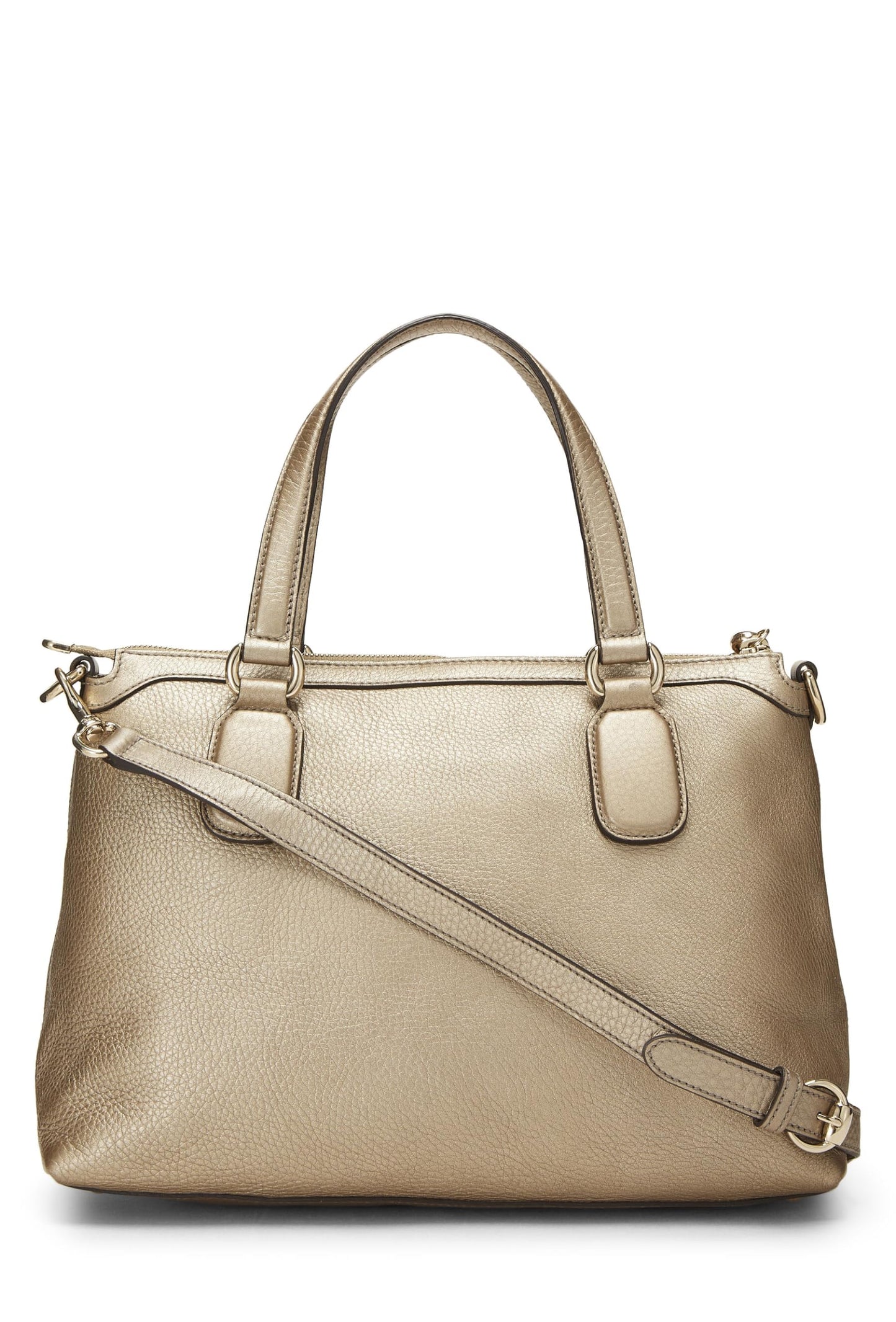 Gucci,  Gold Metallic Leather Soho Top Handle Tote, Gold