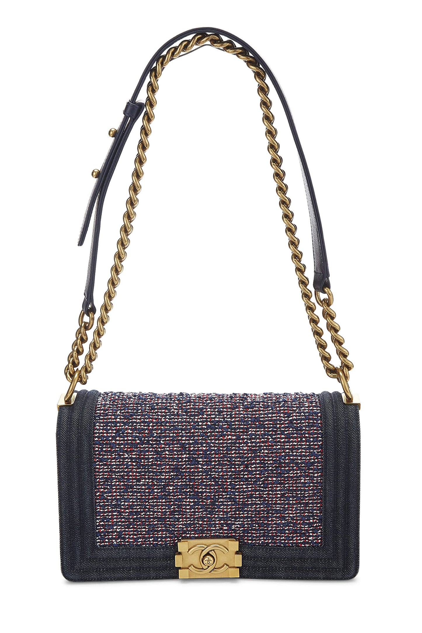 Chanel,  Navy & Red Denim Boy Bag Medium, Multi