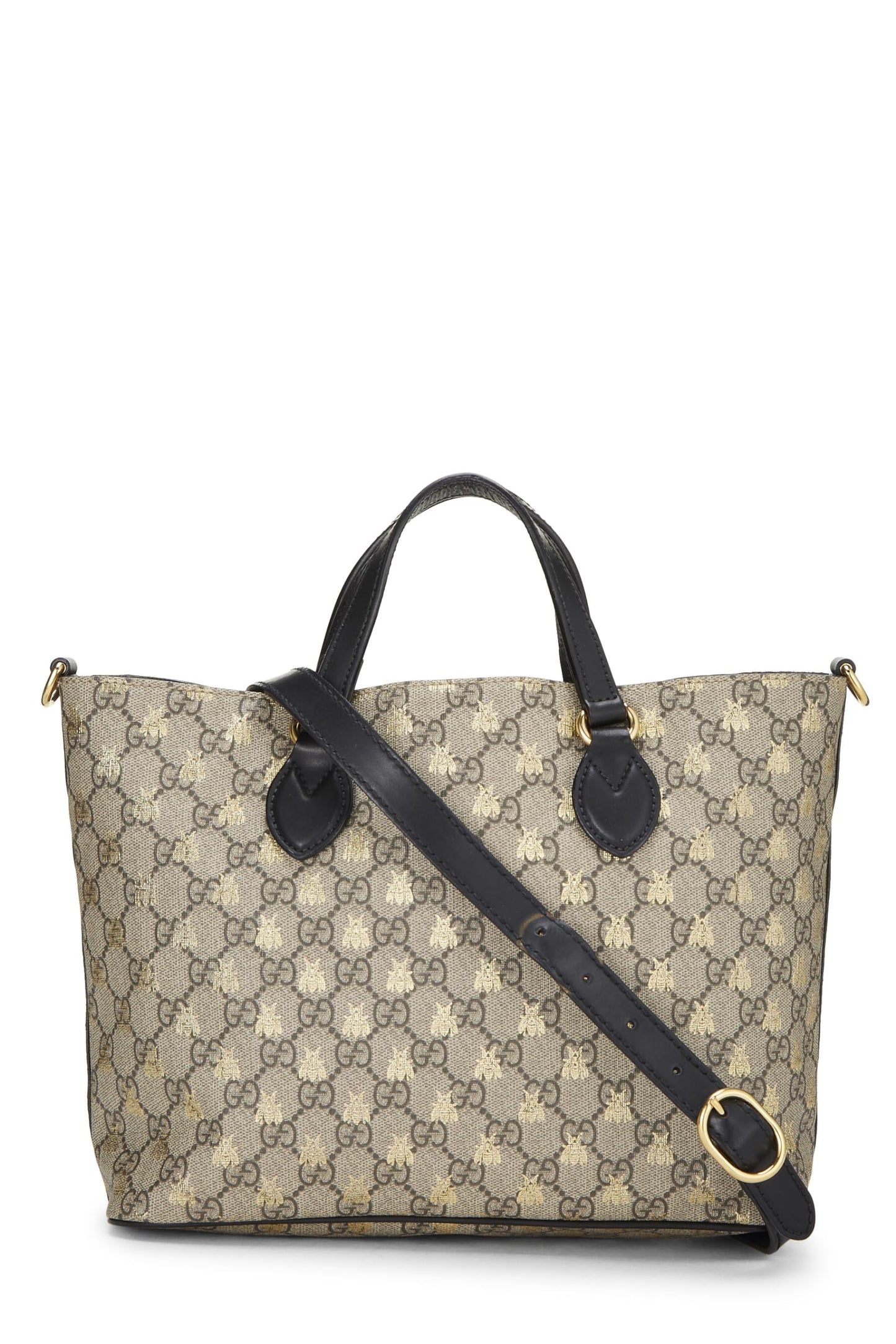 Gucci,  Black GG Supreme Canvas Bee Tote Small, Black