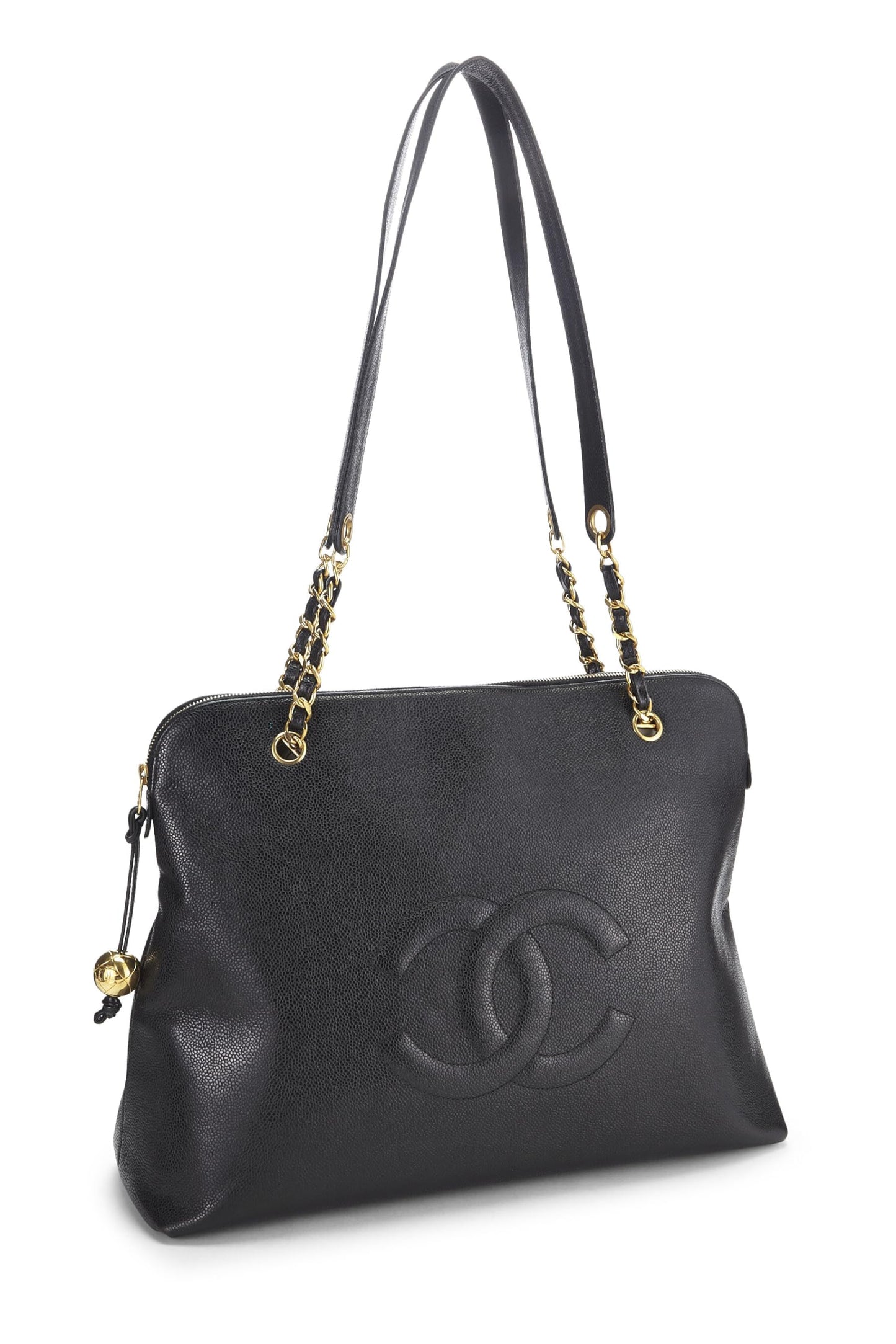 Chanel,  Black Caviar Zip Tote Large, Black