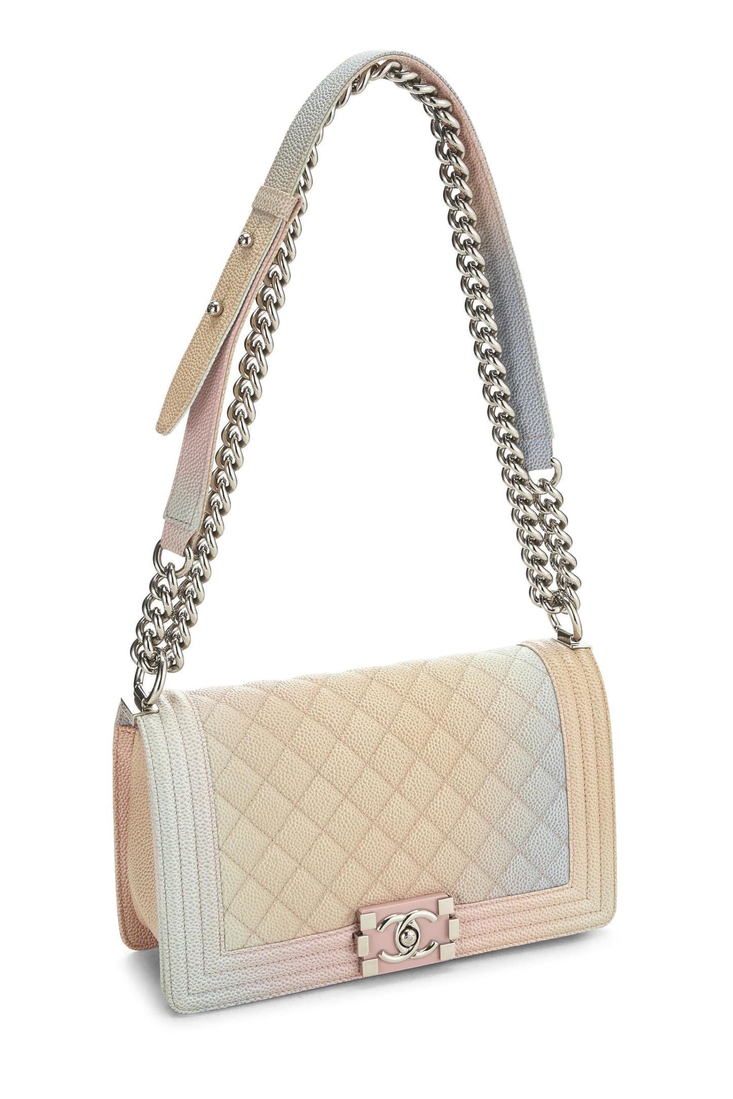 Chanel,  Rainbow Quilted Caviar Boy Bag Medium, Multi