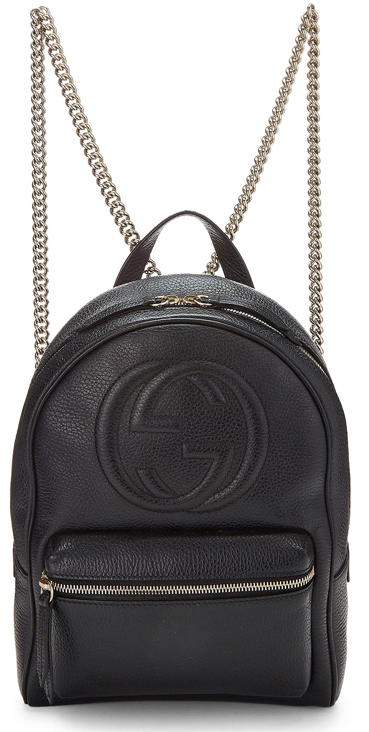 Gucci,  Black Leather Soho Chain Backpack, Black