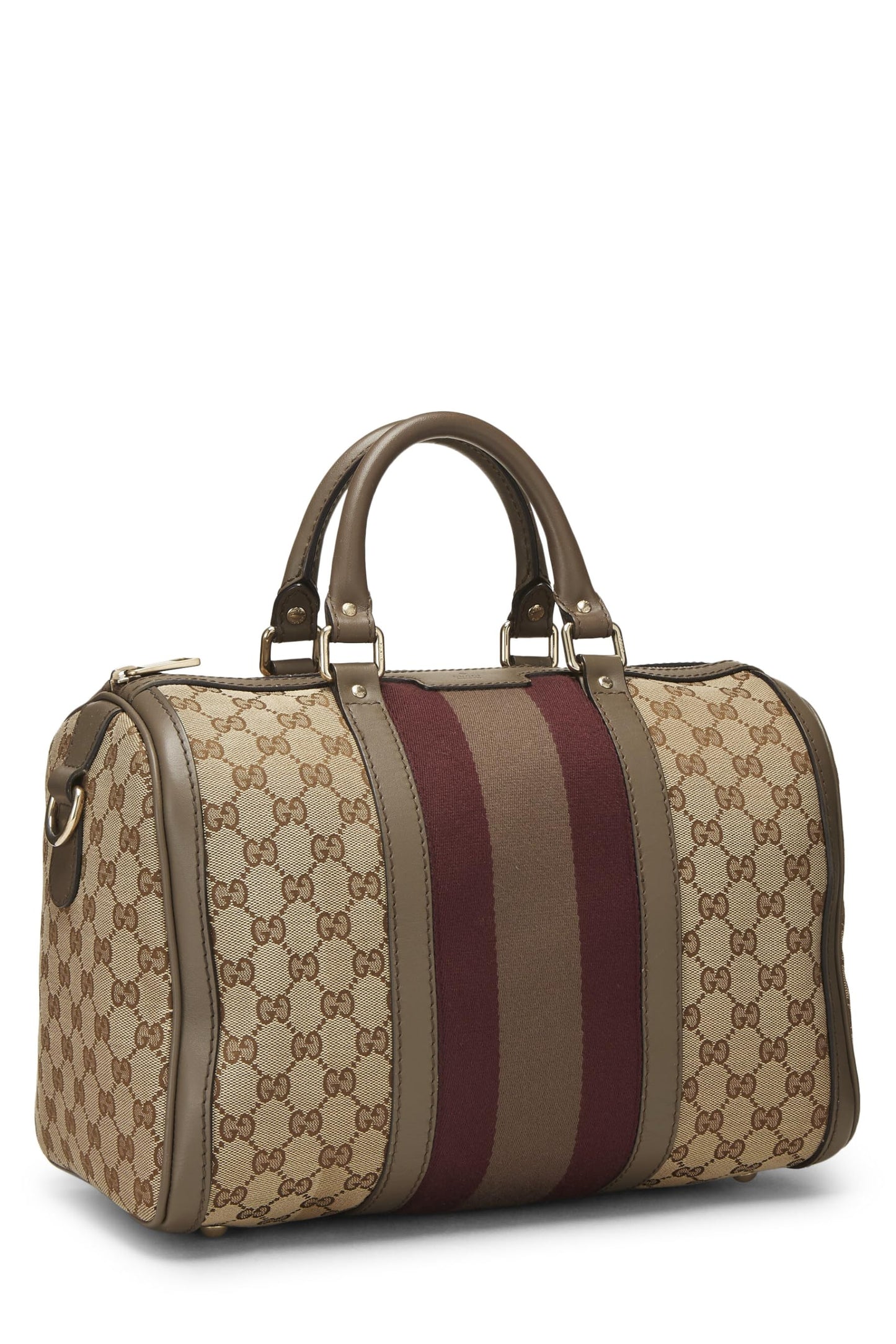 Gucci,  Brown Original GG Canvas Vintage Web Boston Medium, Brown