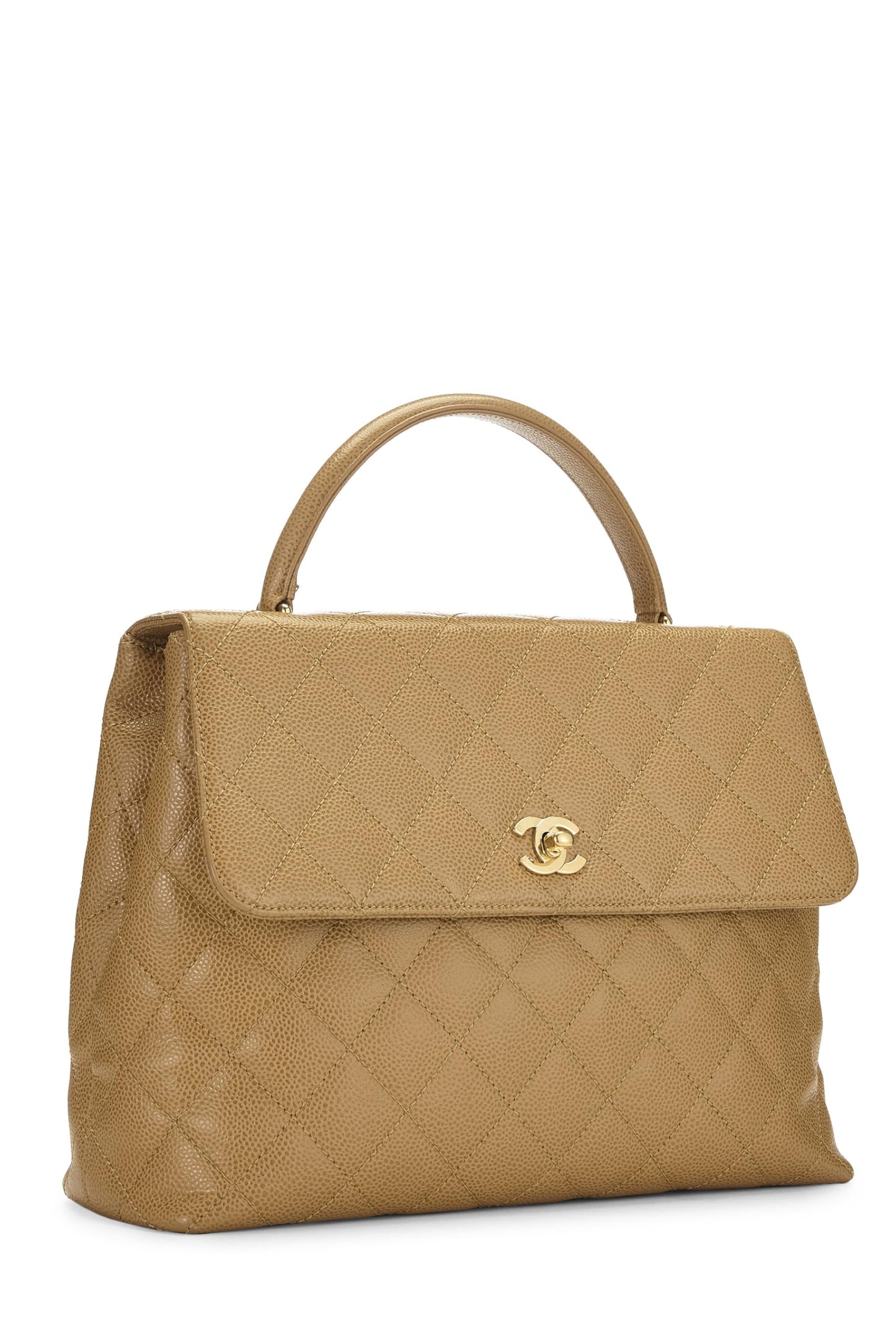 Chanel,  Beige Quilted Caviar Kelly, Beige