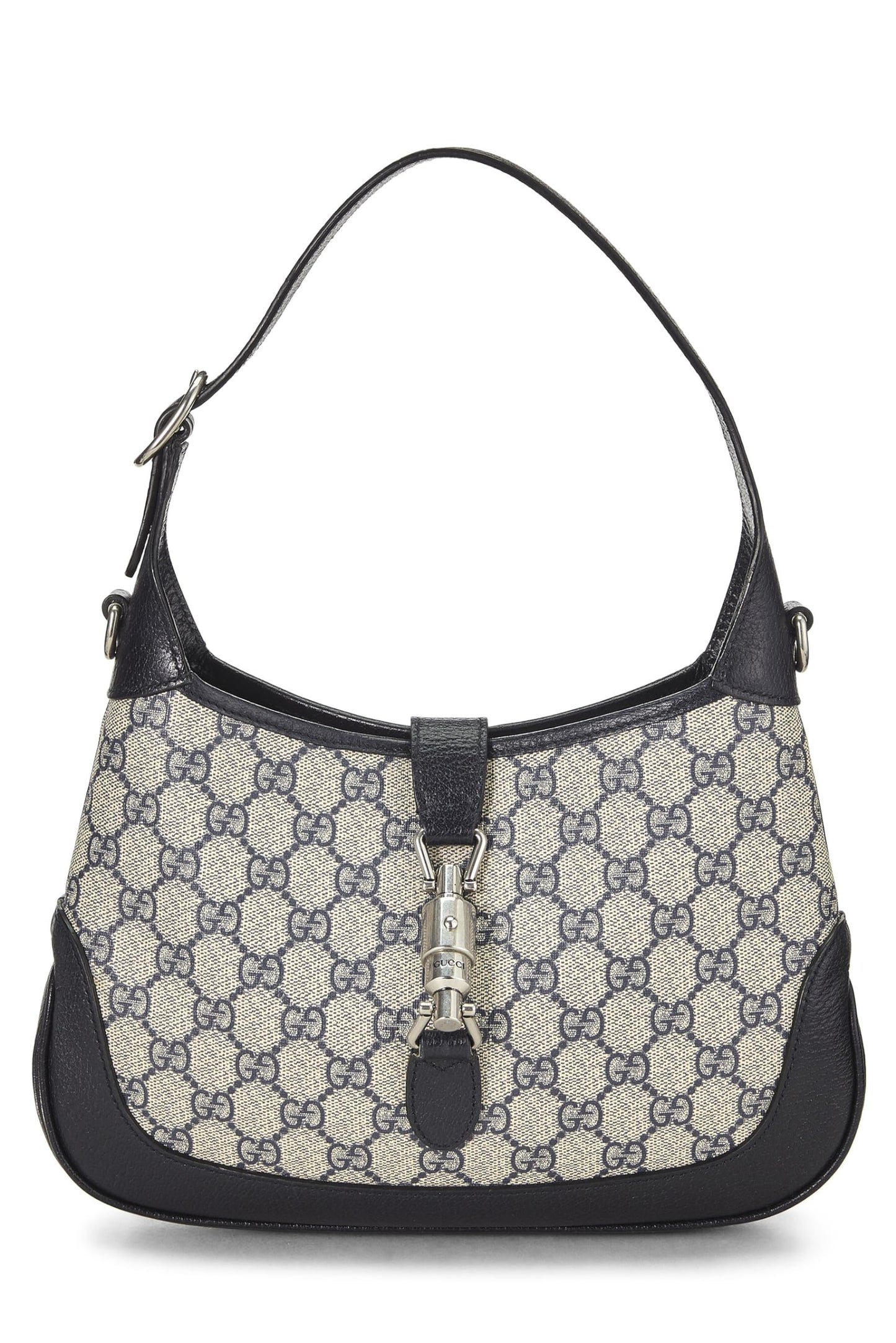 Gucci,  Navy GG Supreme Canvas Web Jackie Shoulder Bag, Navy