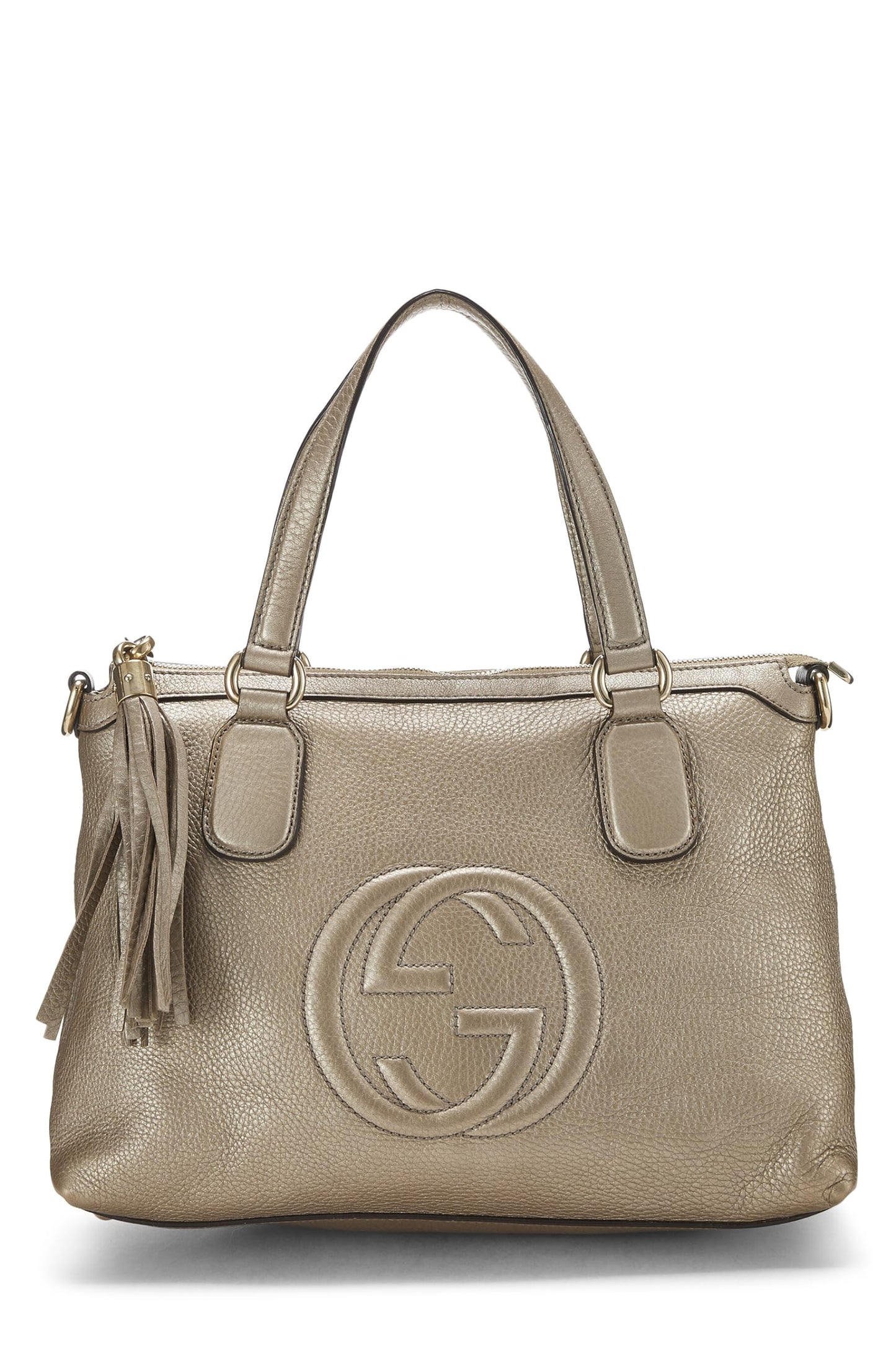 Gucci,  Gold Grained Leather Soho Top Handle Tote, Gold