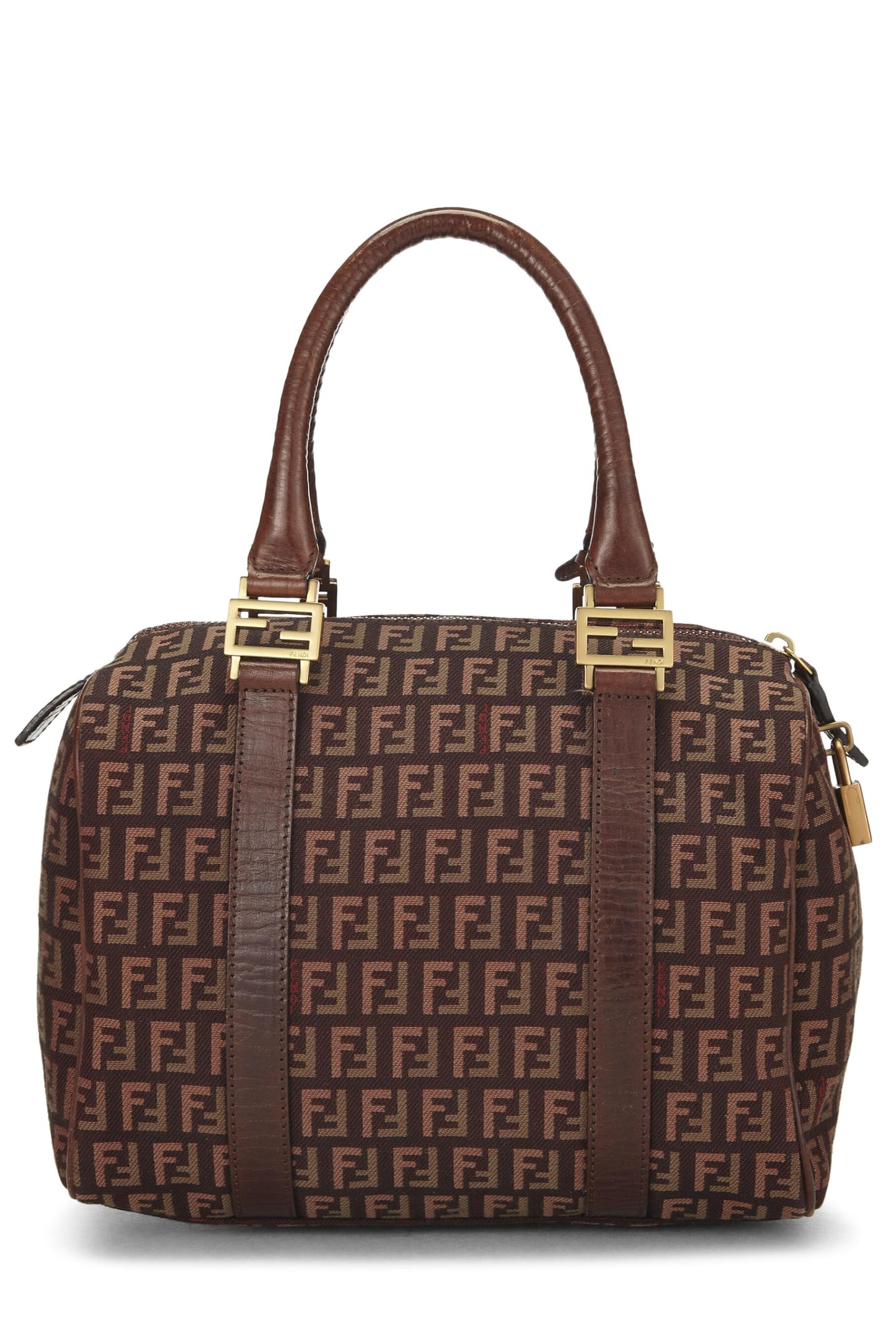 Fendi,  Brown Zucchino Boston Bag Mini, Brown