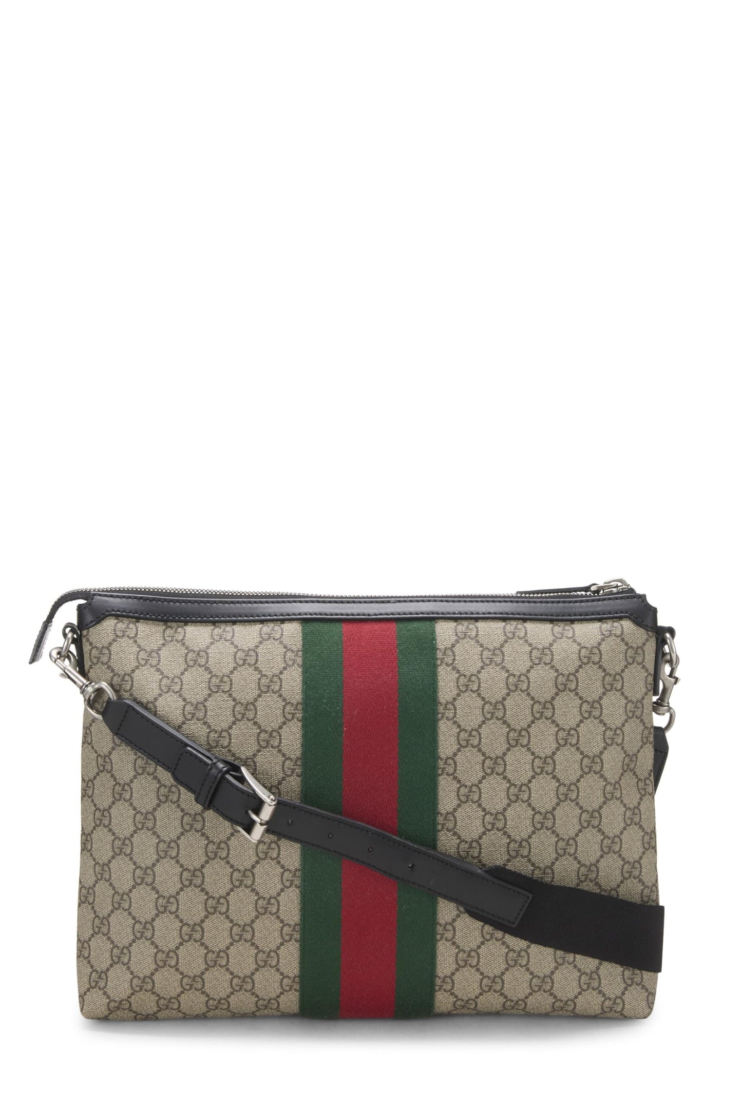 Gucci,  Black GG Supreme Canvas Web Messenger, Black