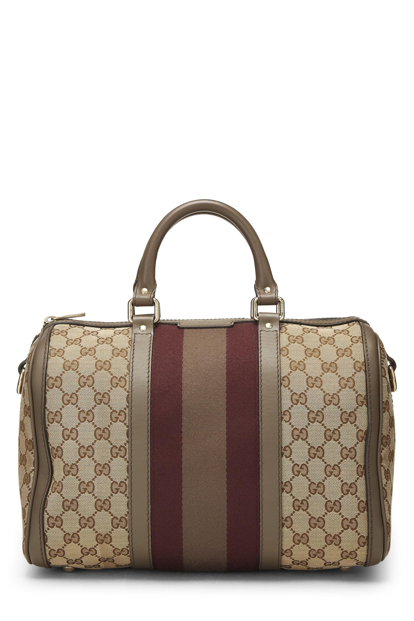 Gucci,  Brown Original GG Canvas Vintage Web Boston Medium, Brown