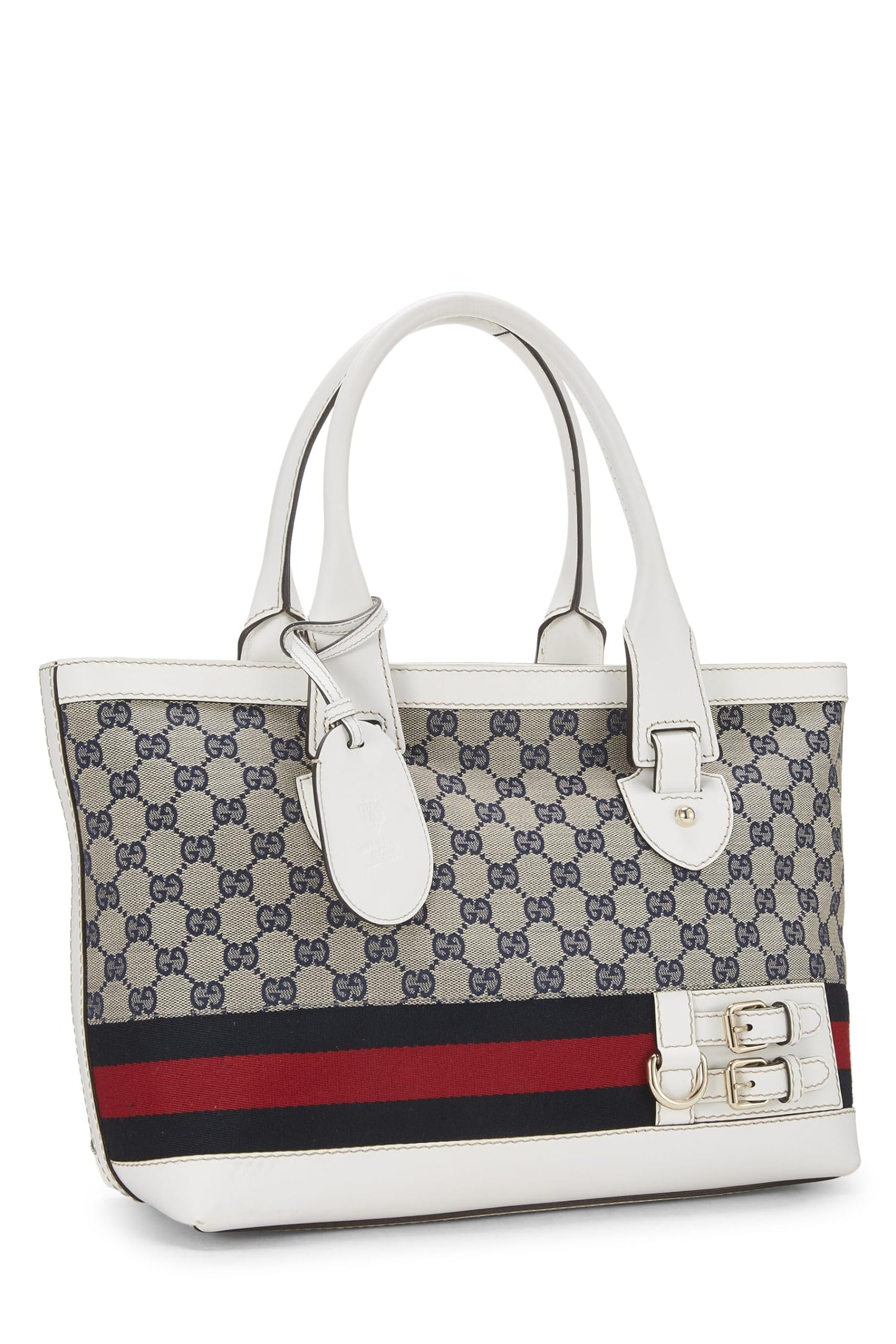 Gucci,  White Leather Web Heritage Tote, White