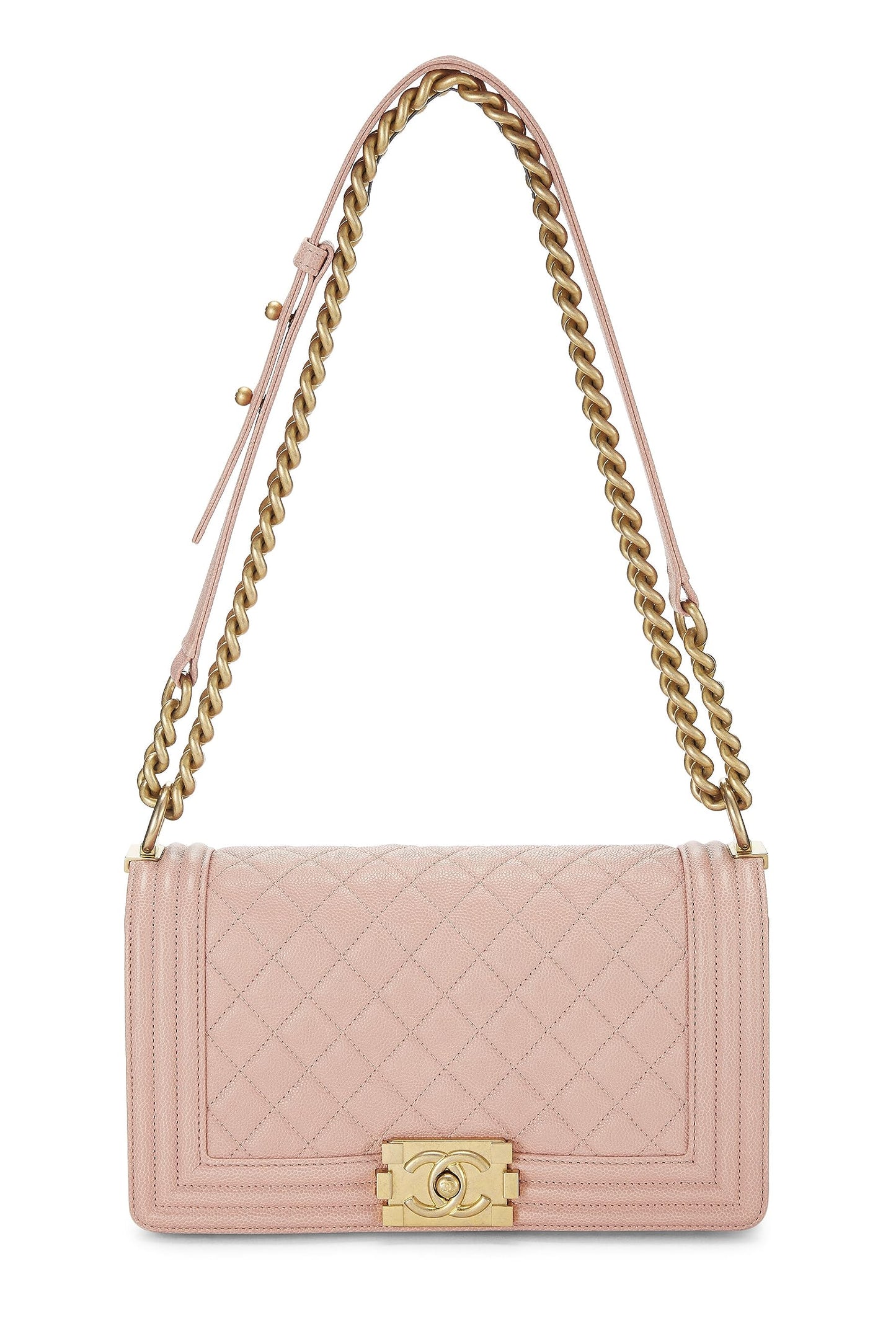 Chanel,  Pink Quilted Caviar Boy Bag Medium, Pink