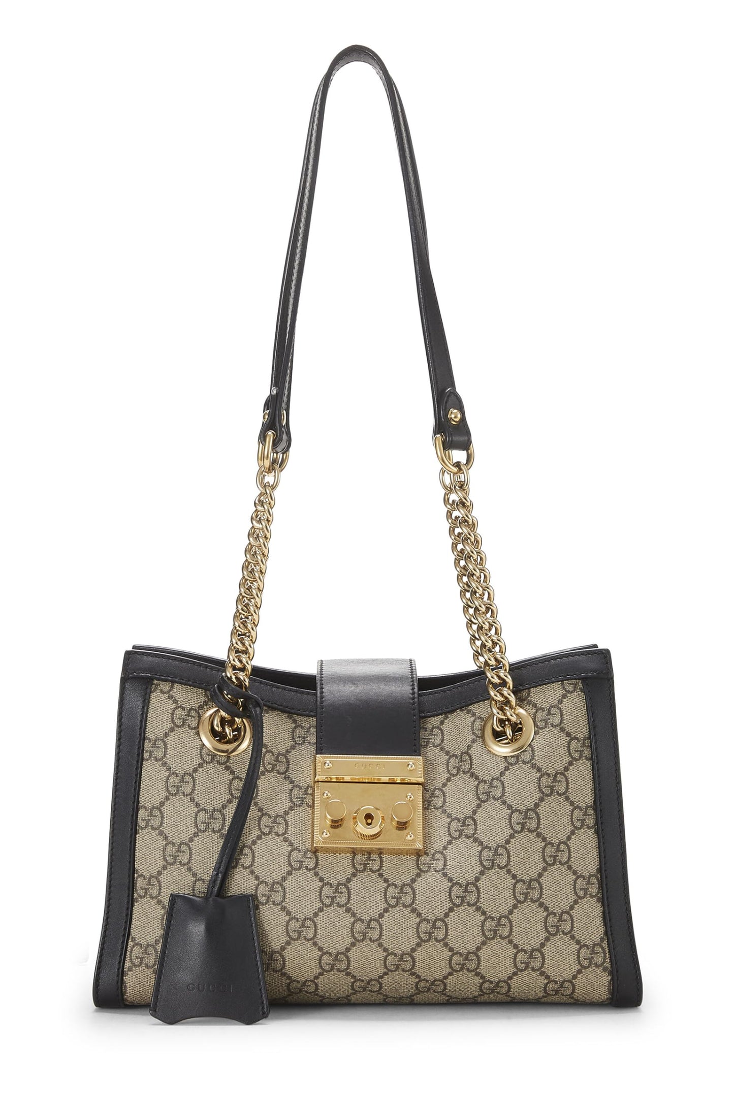Gucci,  Black GG Supreme Padlock Tote Small, Black