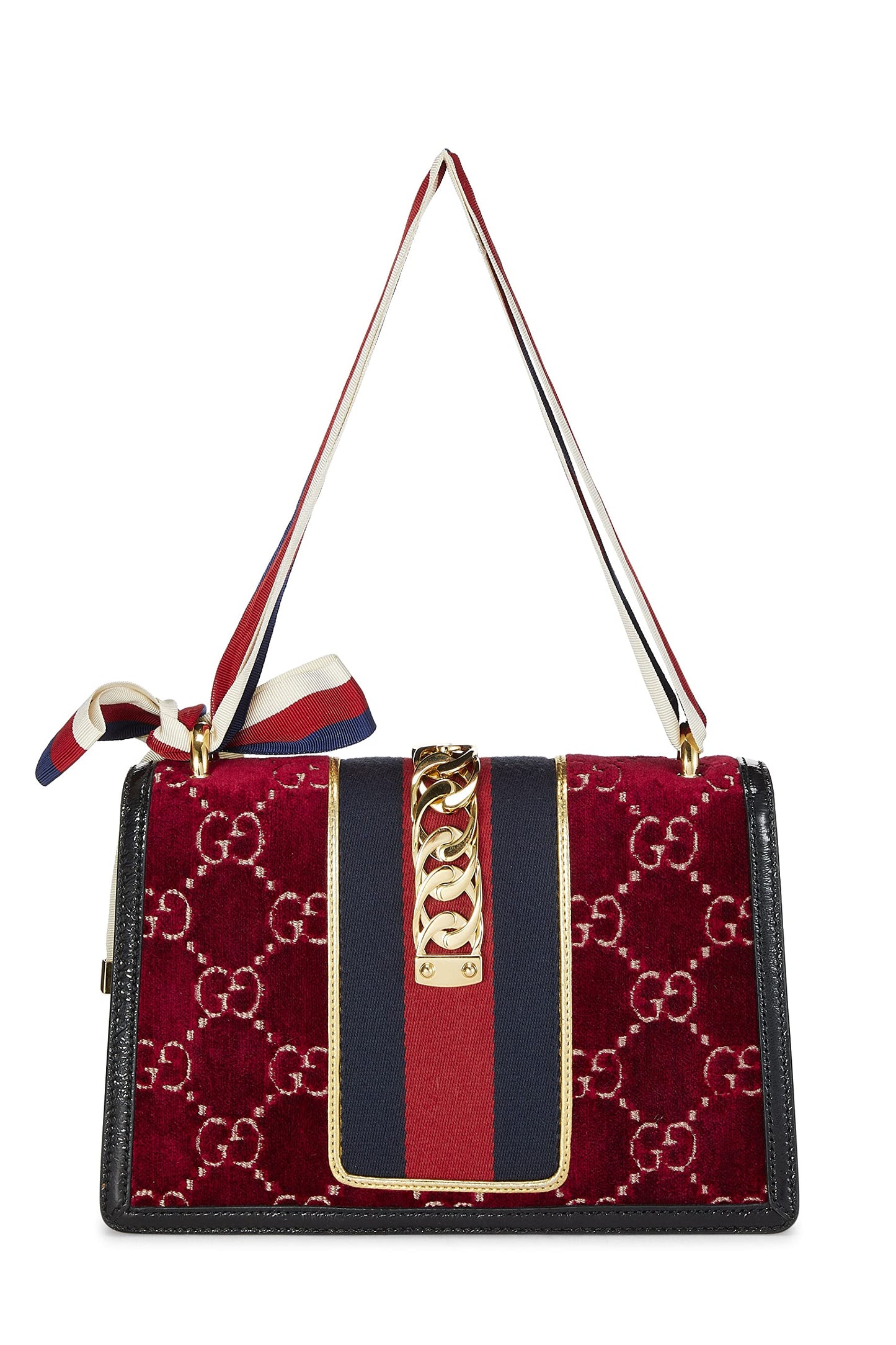 Gucci,  Burgundy Velvet Sylvie Shoulder Bag, Burgundy