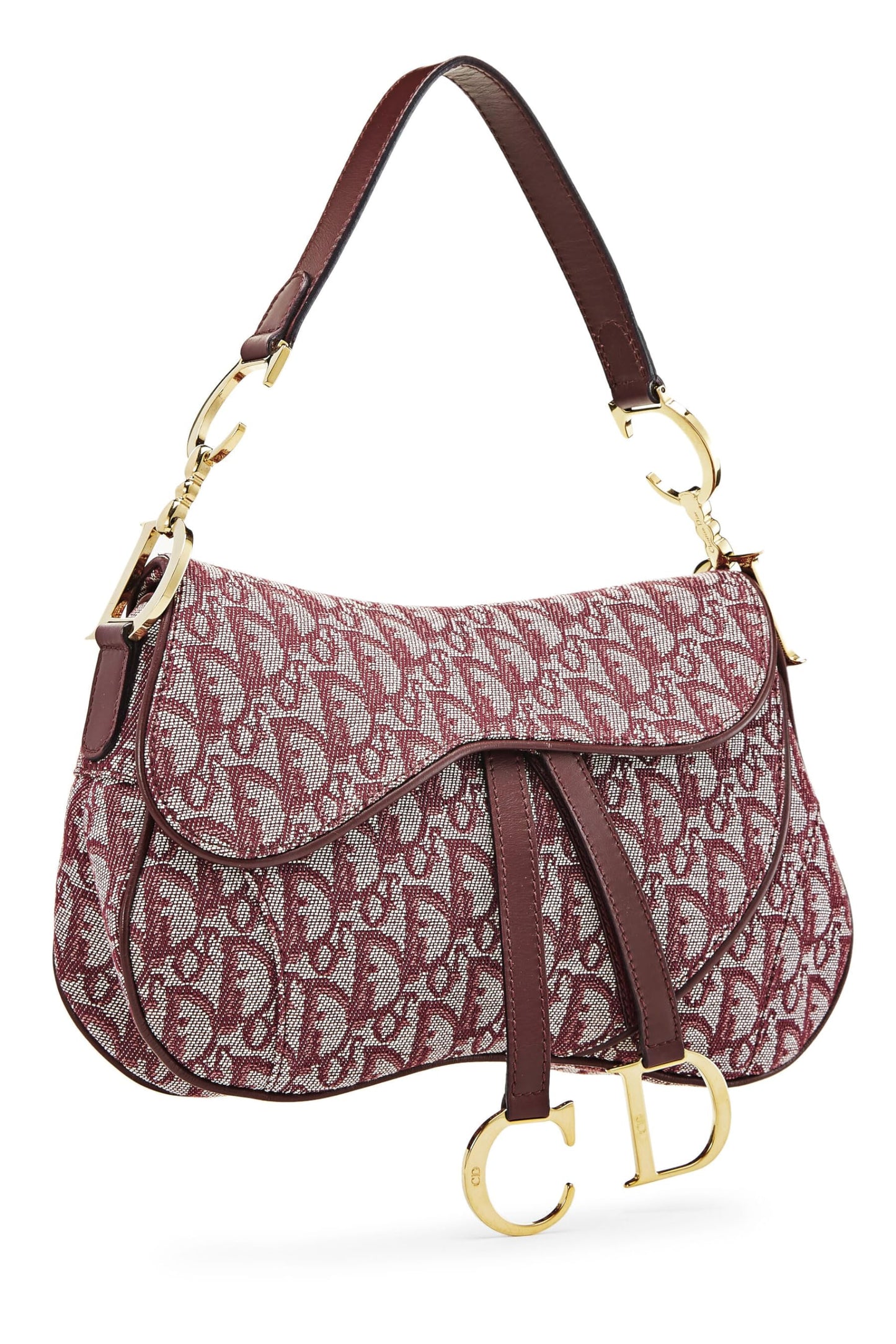Dior,  Burgundy Trotter Canvas Double Saddle Bag, Burgundy