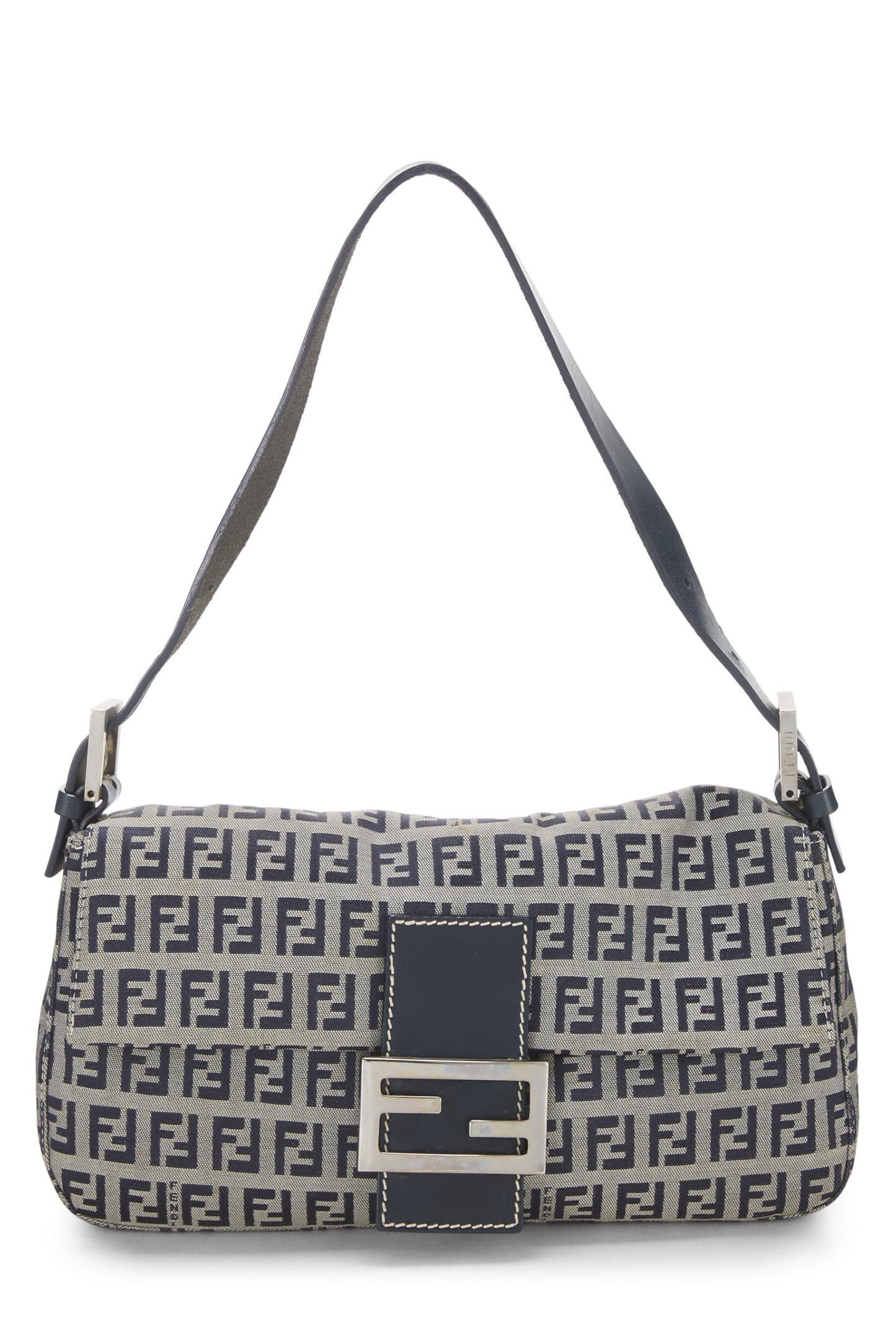 Fendi,  Navy Zucchino Canvas Baguette, Navy