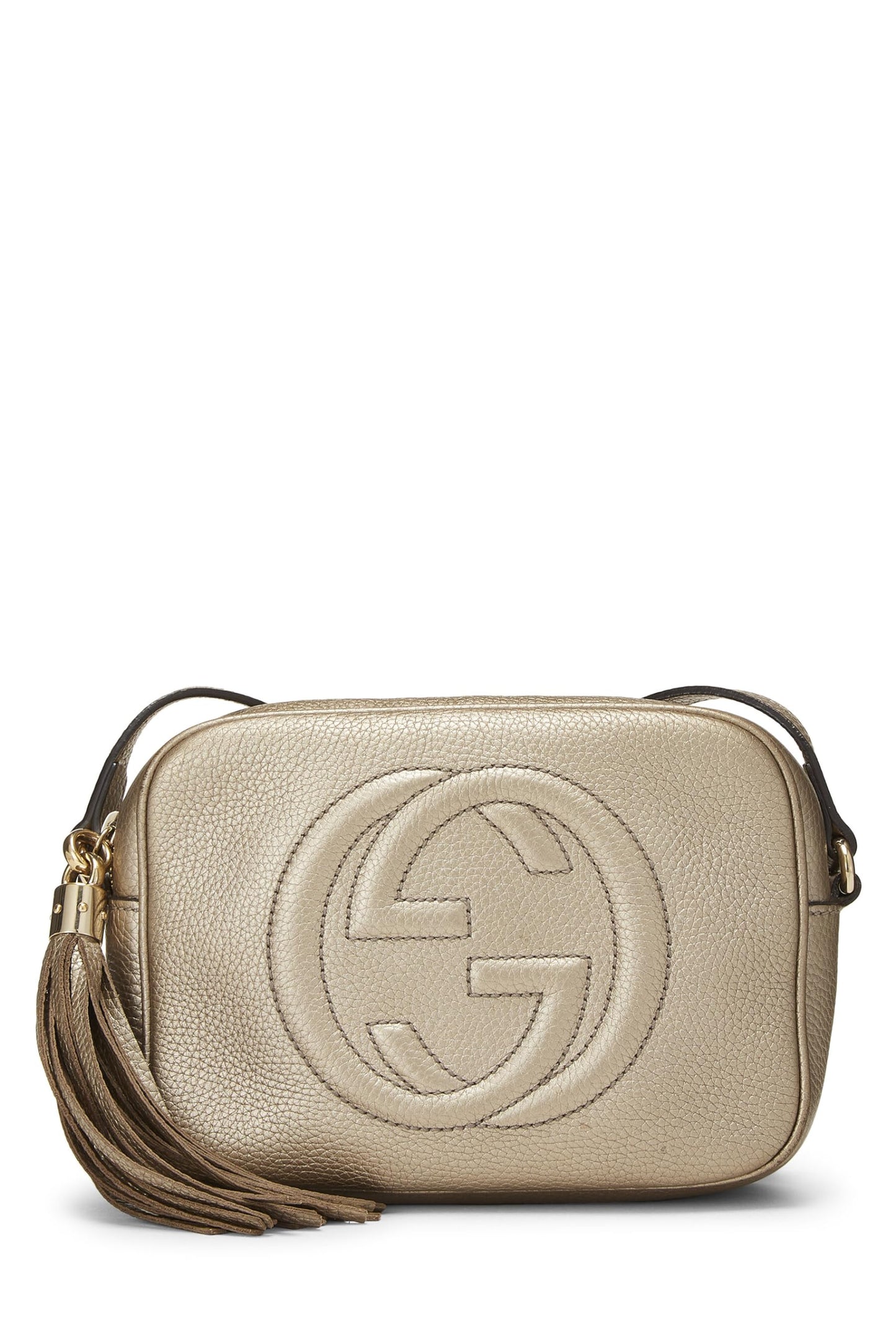 Gucci,  Gold Metallic Grained Leather Soho Disco, Gold