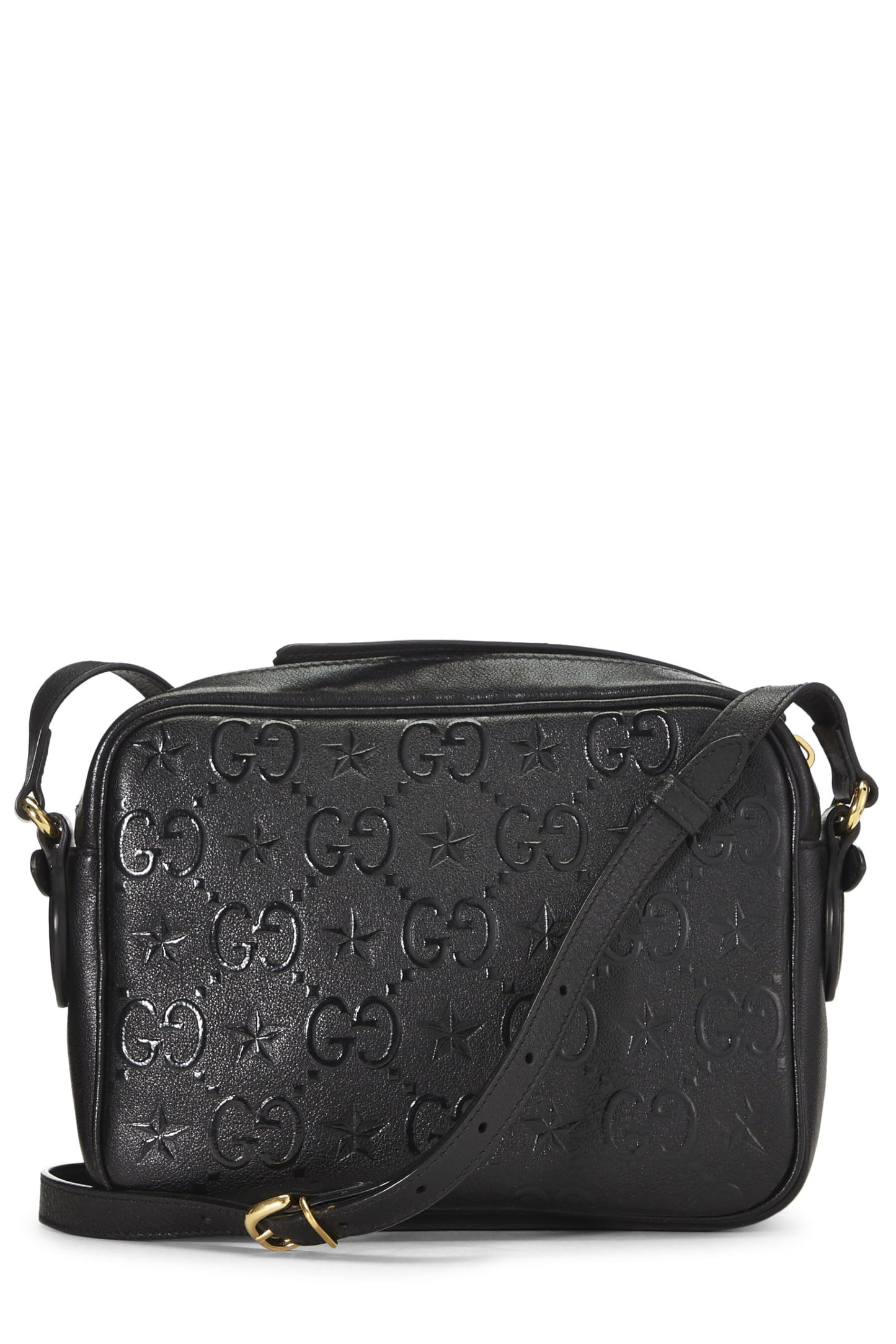 Gucci,  Black Embossed GG Star Shoulder Bag Small, Black