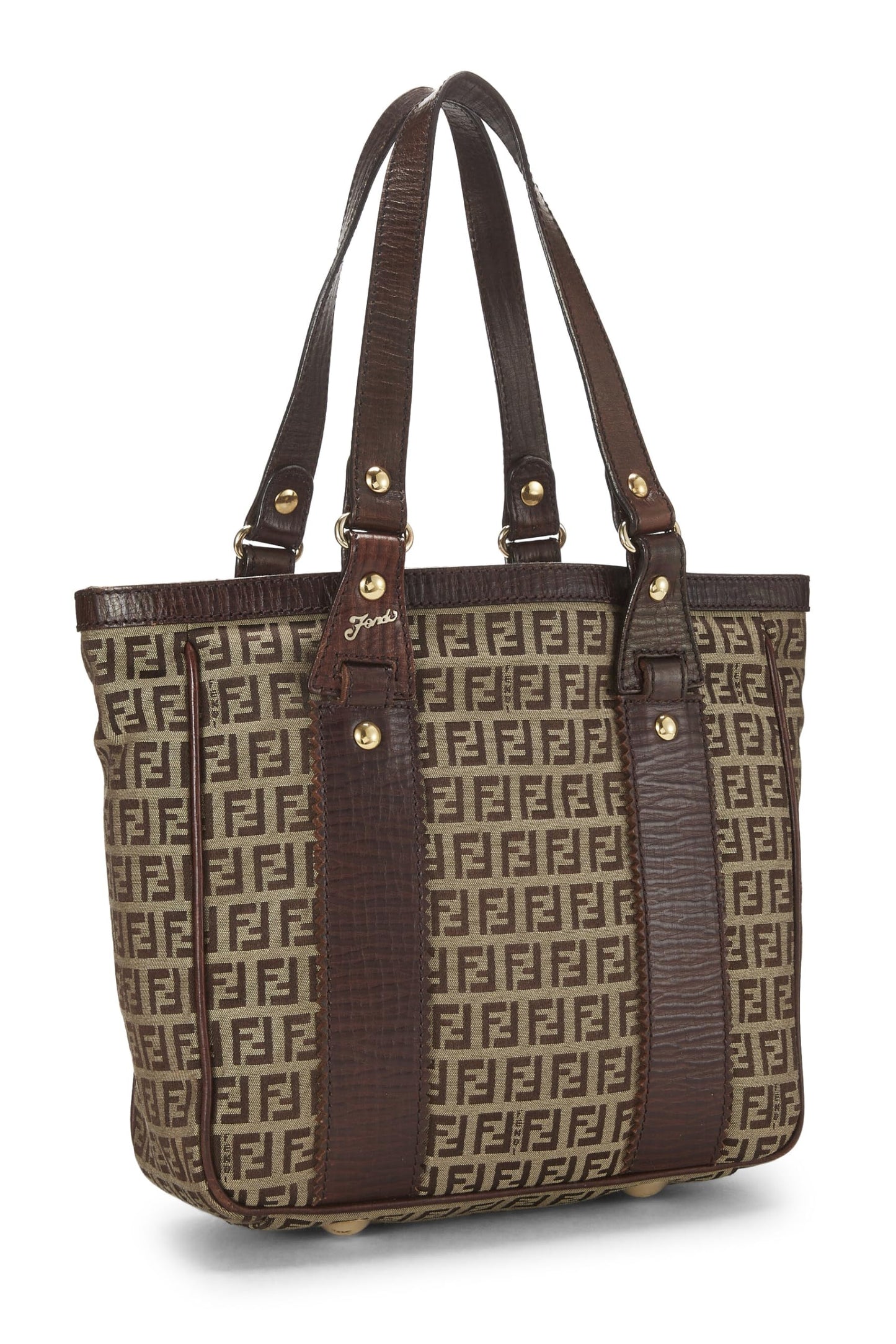 Fendi,  Brown Zucchino Canvas Tote Small, Brown