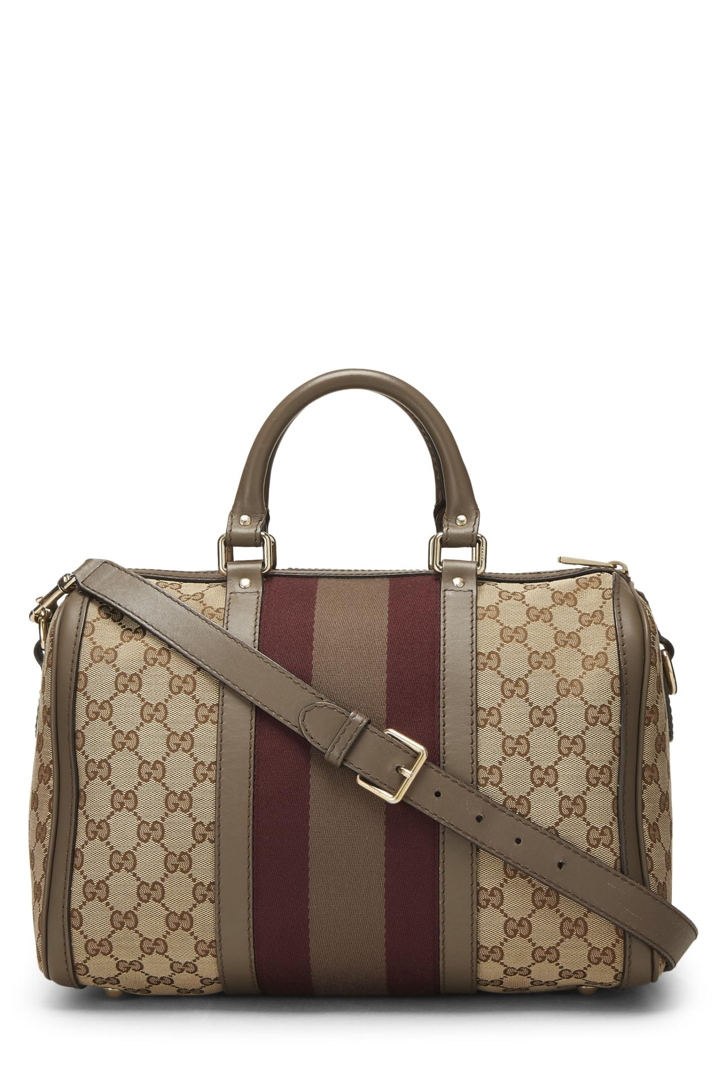 Gucci,  Brown Original GG Canvas Vintage Web Boston Medium, Brown