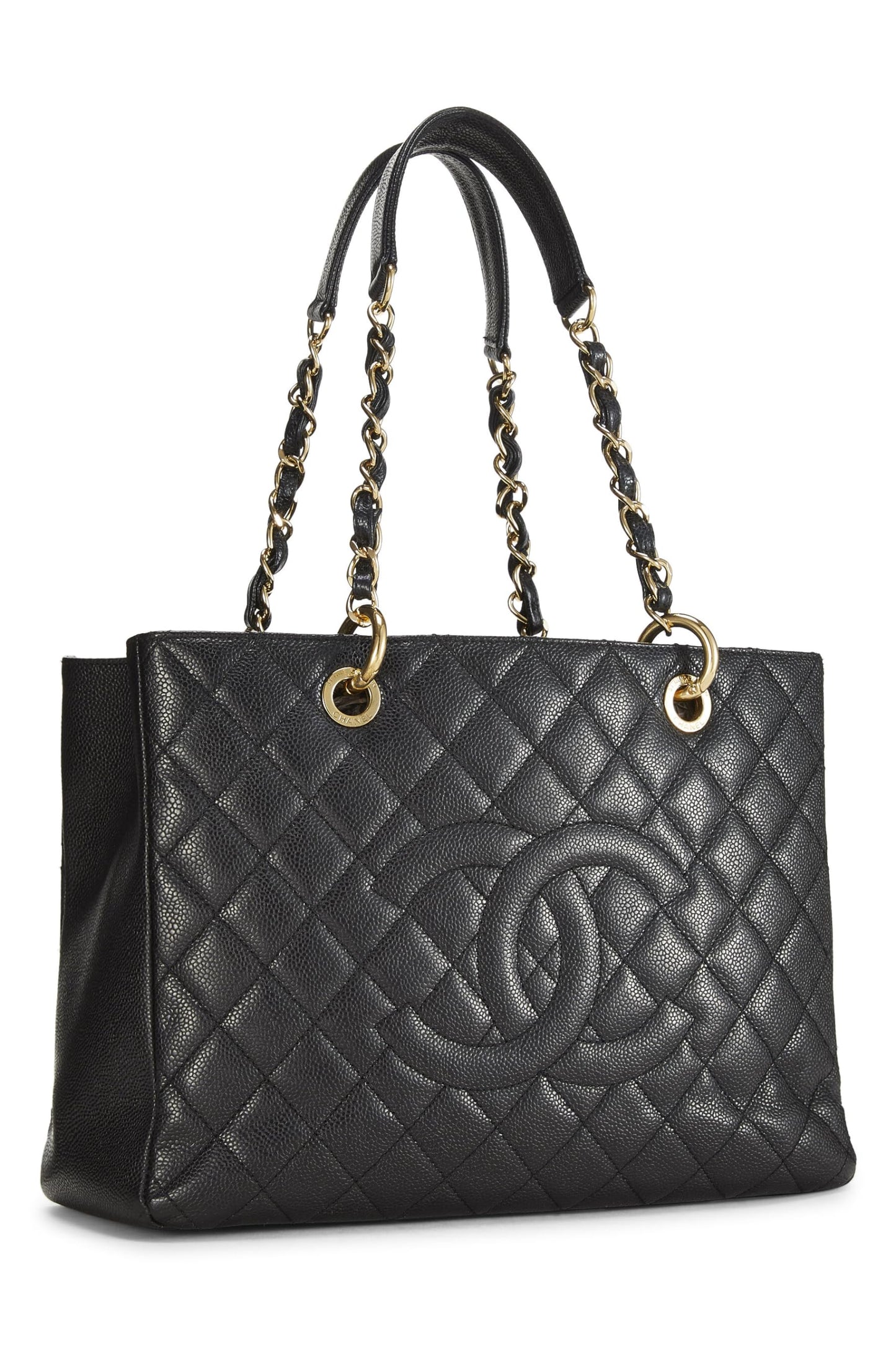 Chanel,  Black Quilted Caviar Grand Shopping Tote (GST), Black