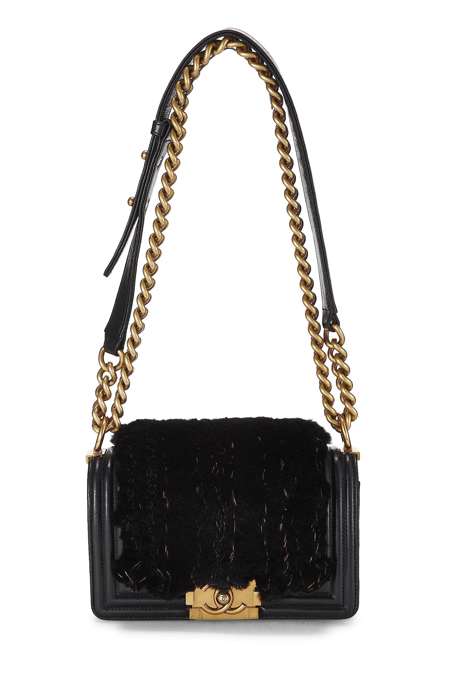 Chanel,  Black Lapin Boy Bag Small, Black