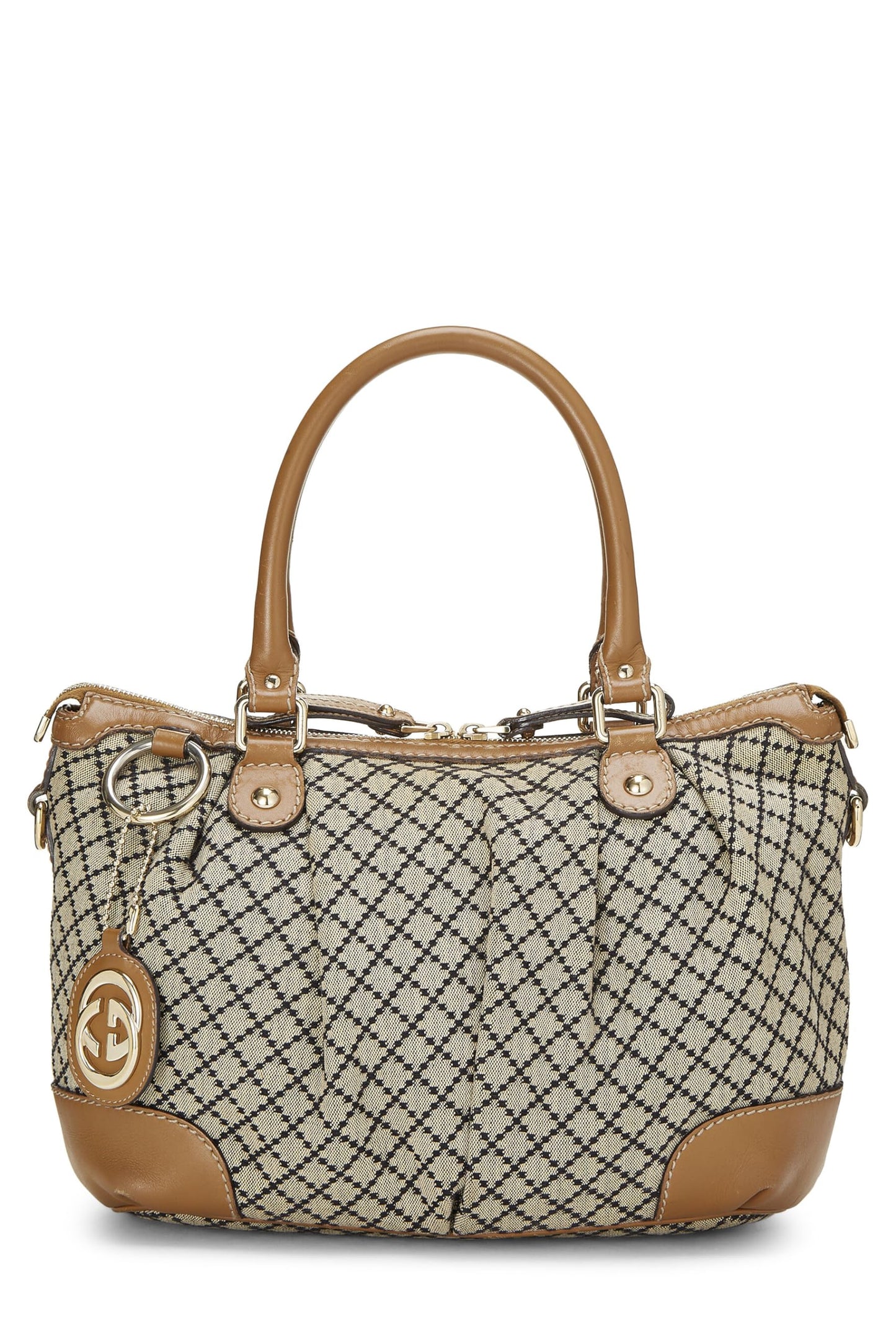 Gucci,  Brown Diamante Canvas Zip Sukey Large, Brown