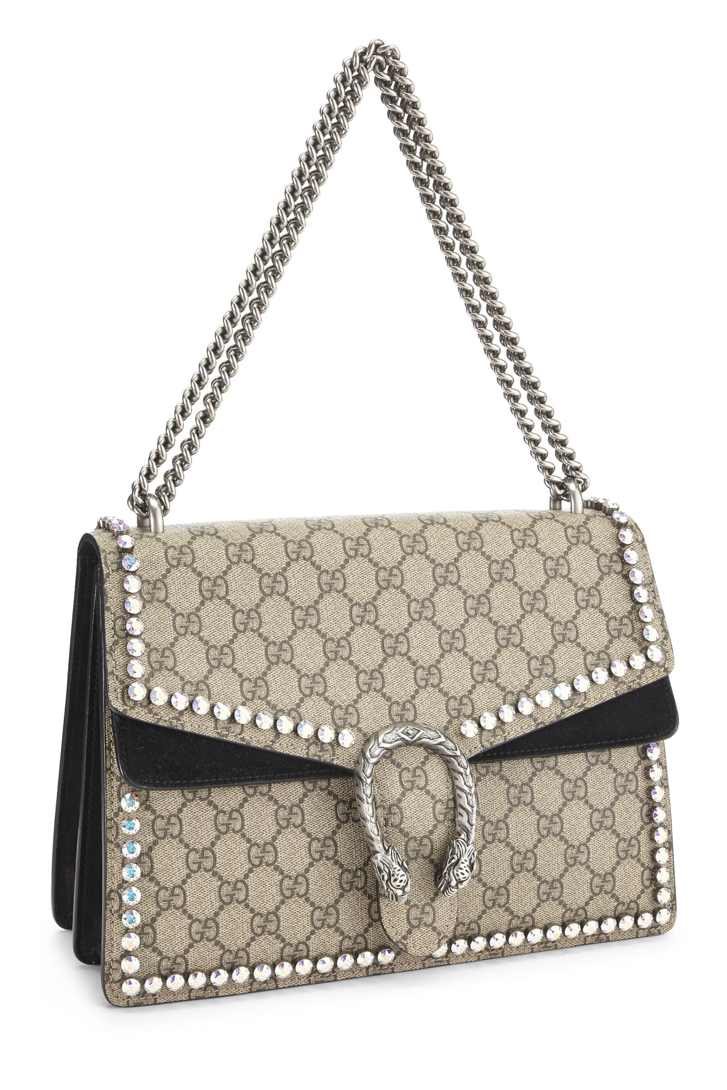 Gucci,  Original GG Supreme Canvas Crystal Embellished Dionysus Bag Medium, Black