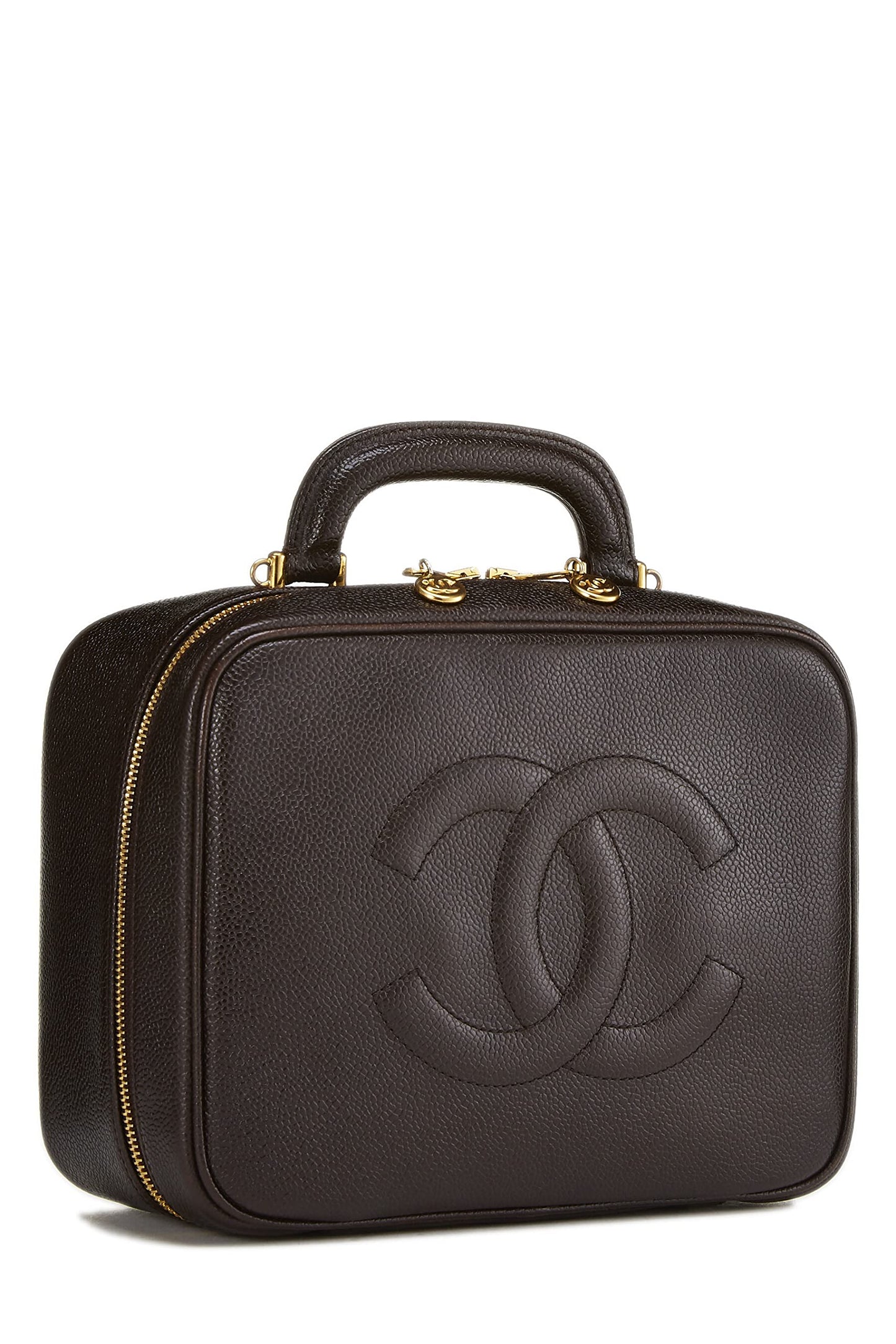 Chanel,  Brown Caviar Lunch Box Vanity, Brown