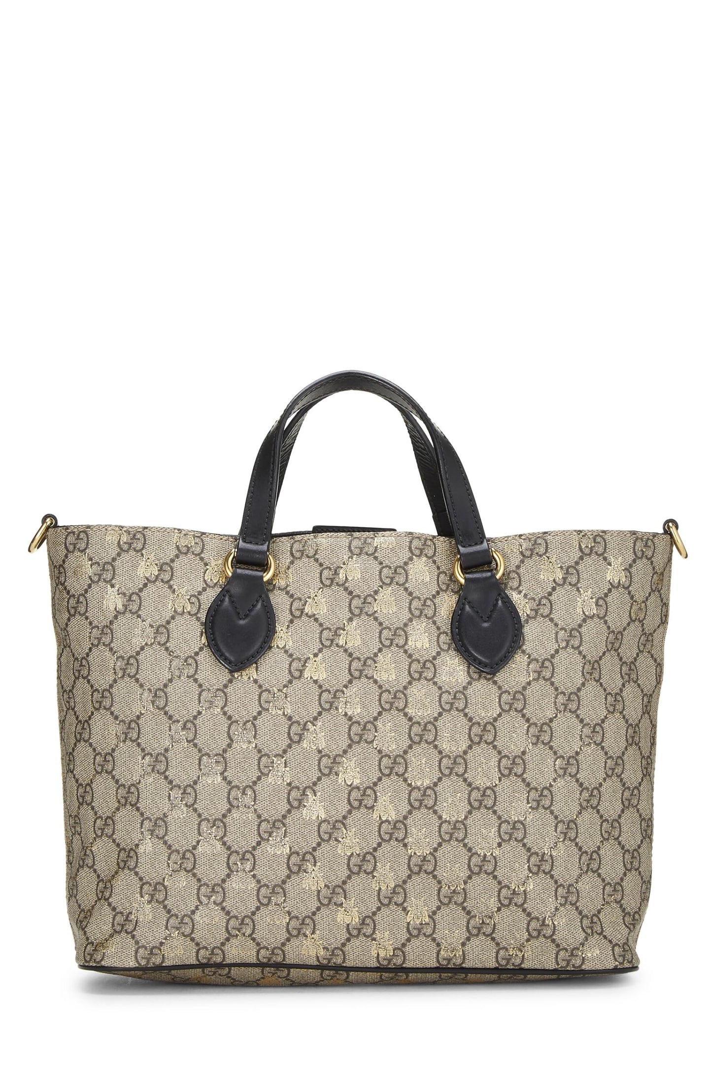 Gucci,  Black GG Supreme Canvas Bee Tote Small, Black