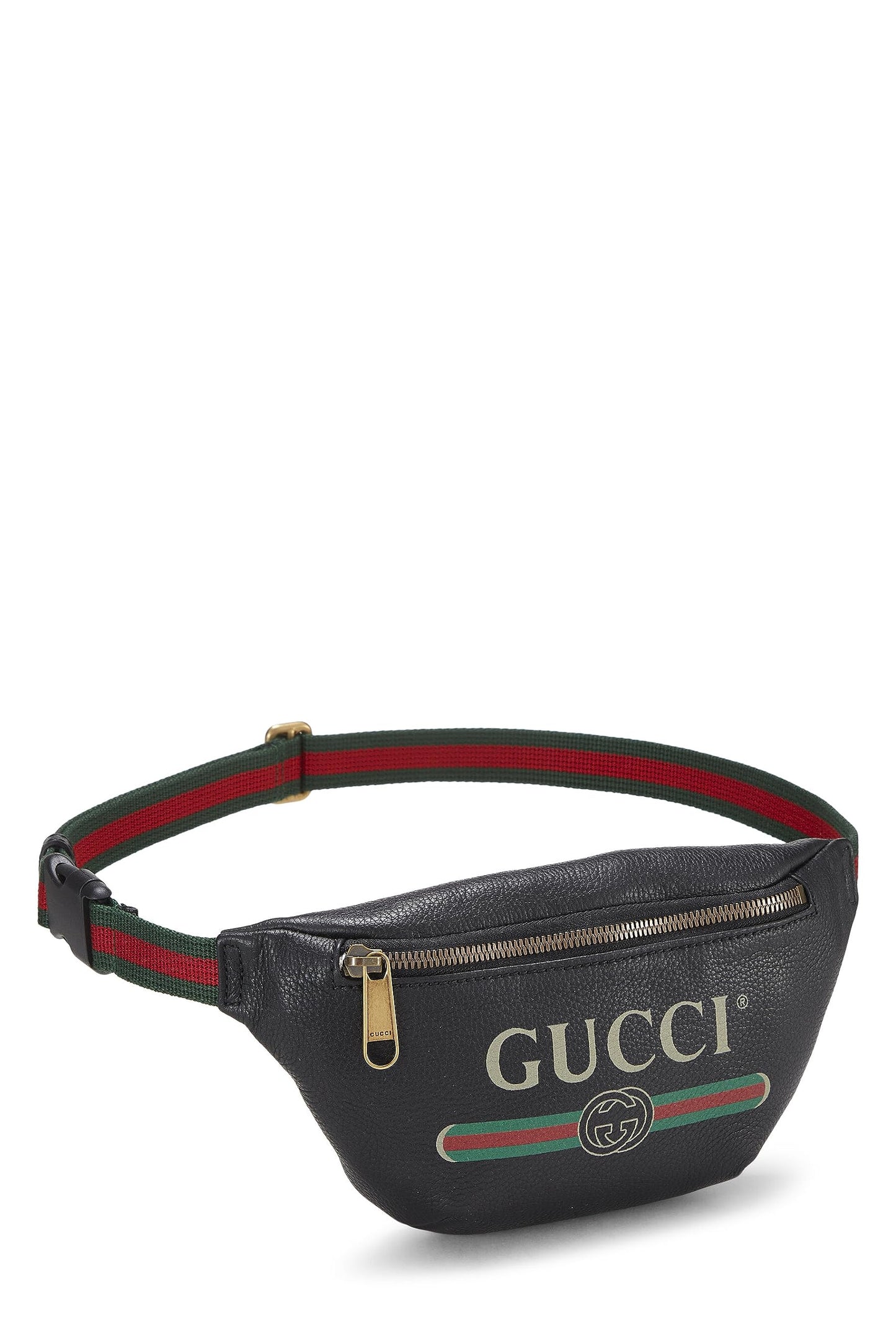 Gucci,  Black Leather Logo Belt Bag Small, Black