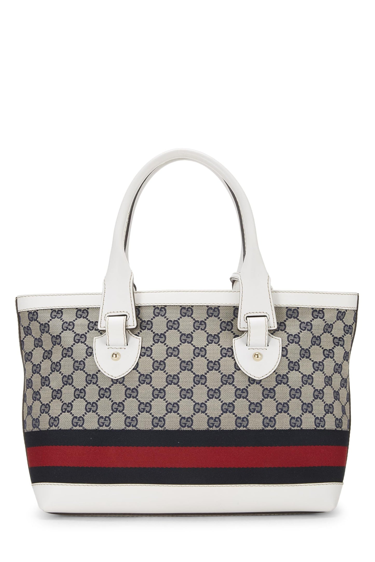 Gucci,  White Leather Web Heritage Tote, White