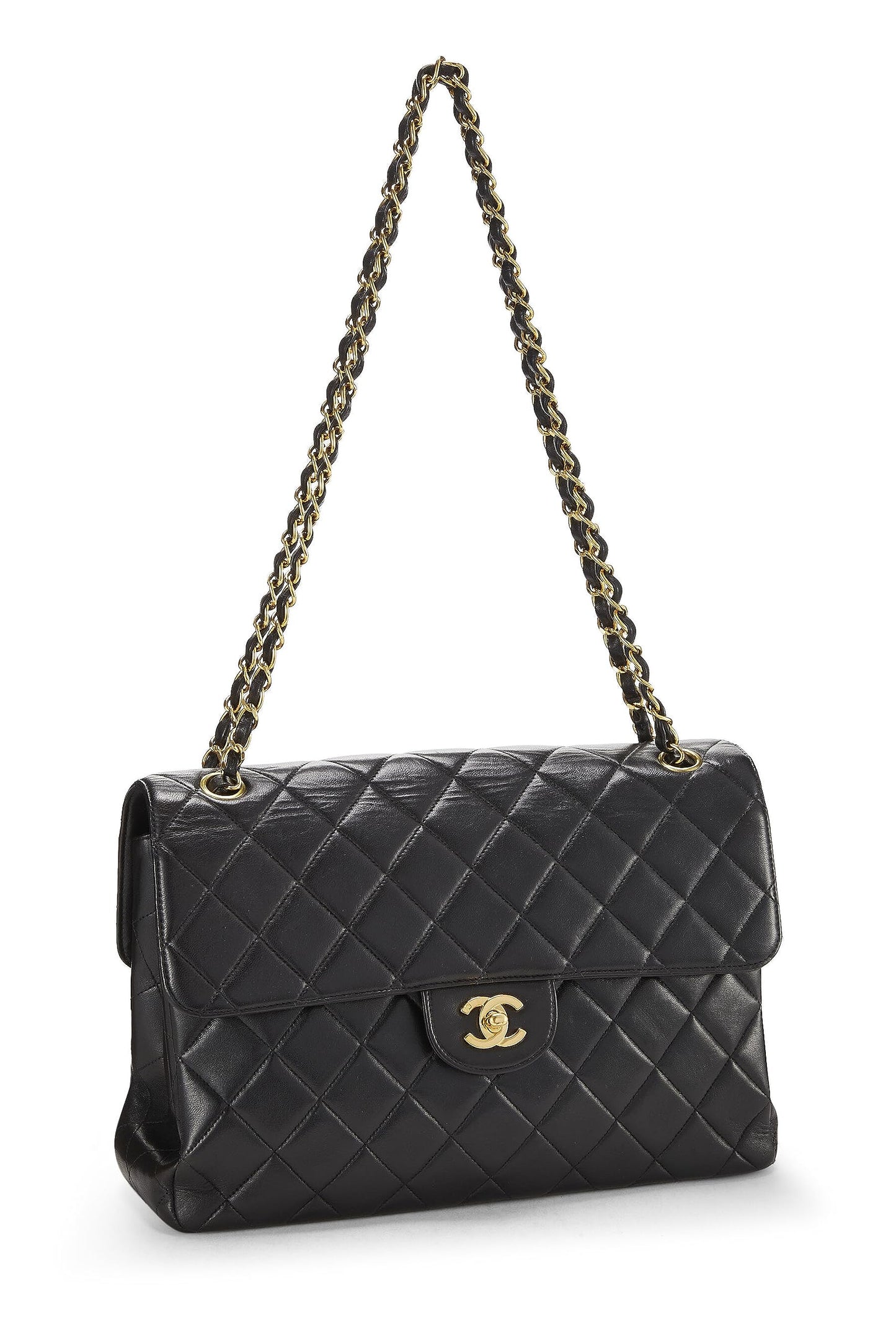 Chanel,  Black Quilted Lambskin Double Sided Classic Flap Jumbo, Black