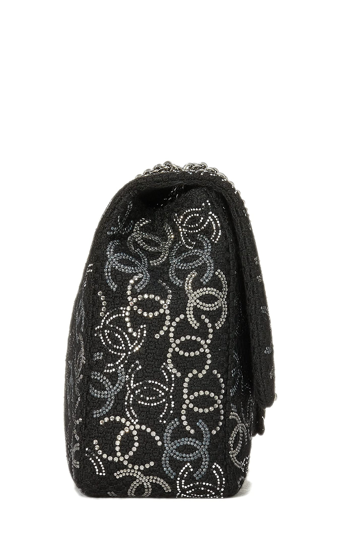 Chanel,  Paris-Shanghai Black Tweed Crystal 'CC' Half Flap Jumbo, Black