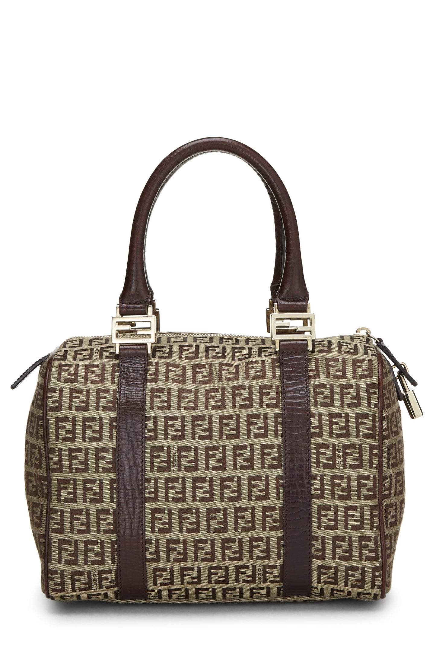 Fendi,  Brown Zucchino Coated Canvas Boston, Brown