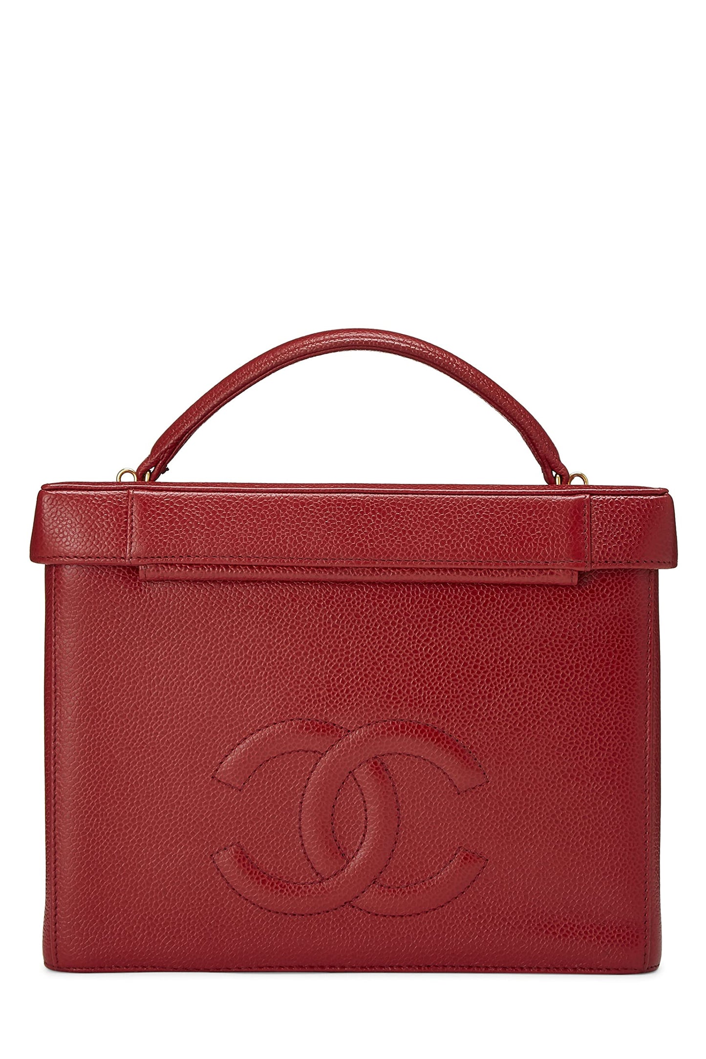 Chanel,  Red Caviar Circle 'CC' Vanity Large, Red