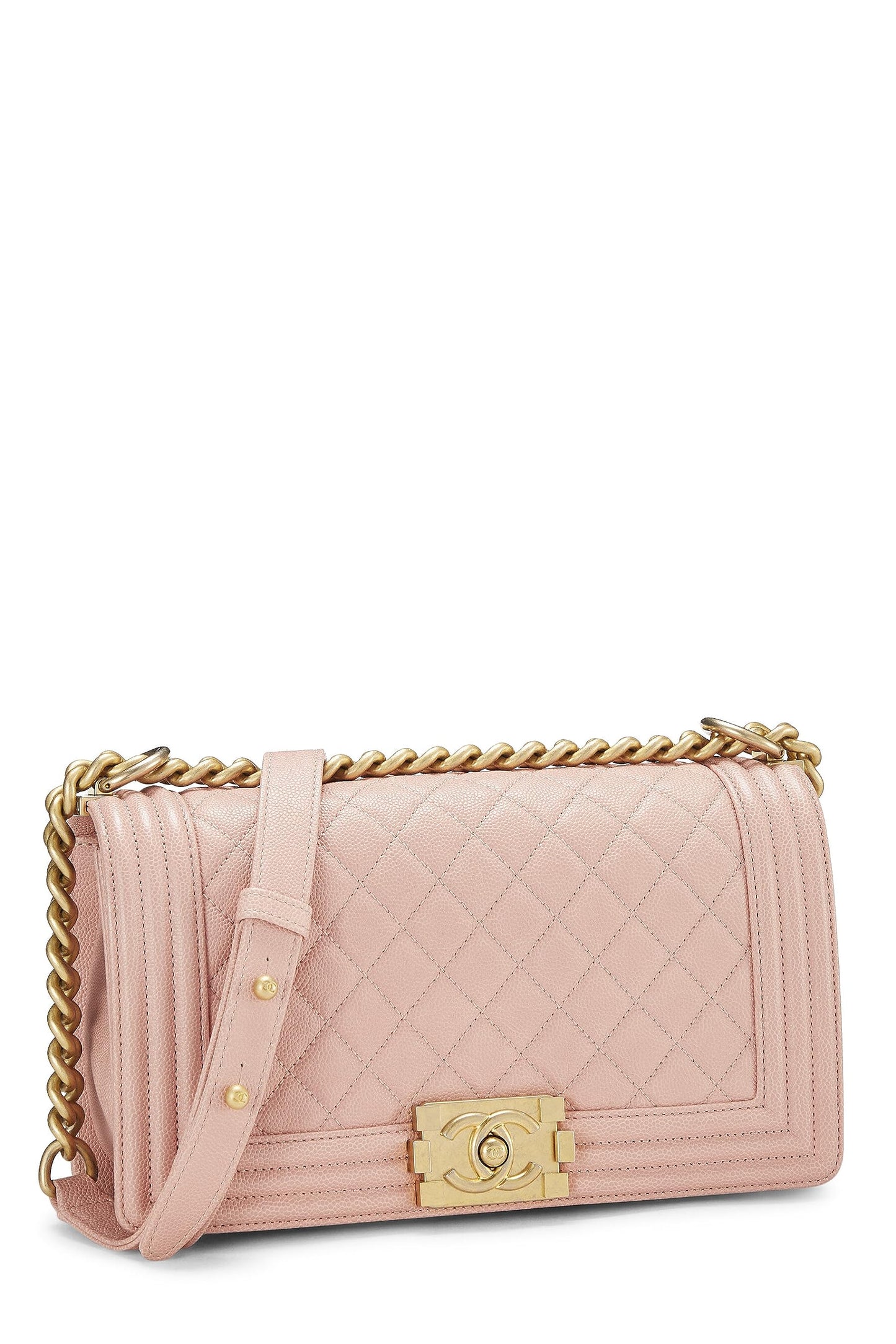 Chanel,  Pink Quilted Caviar Boy Bag Medium, Pink