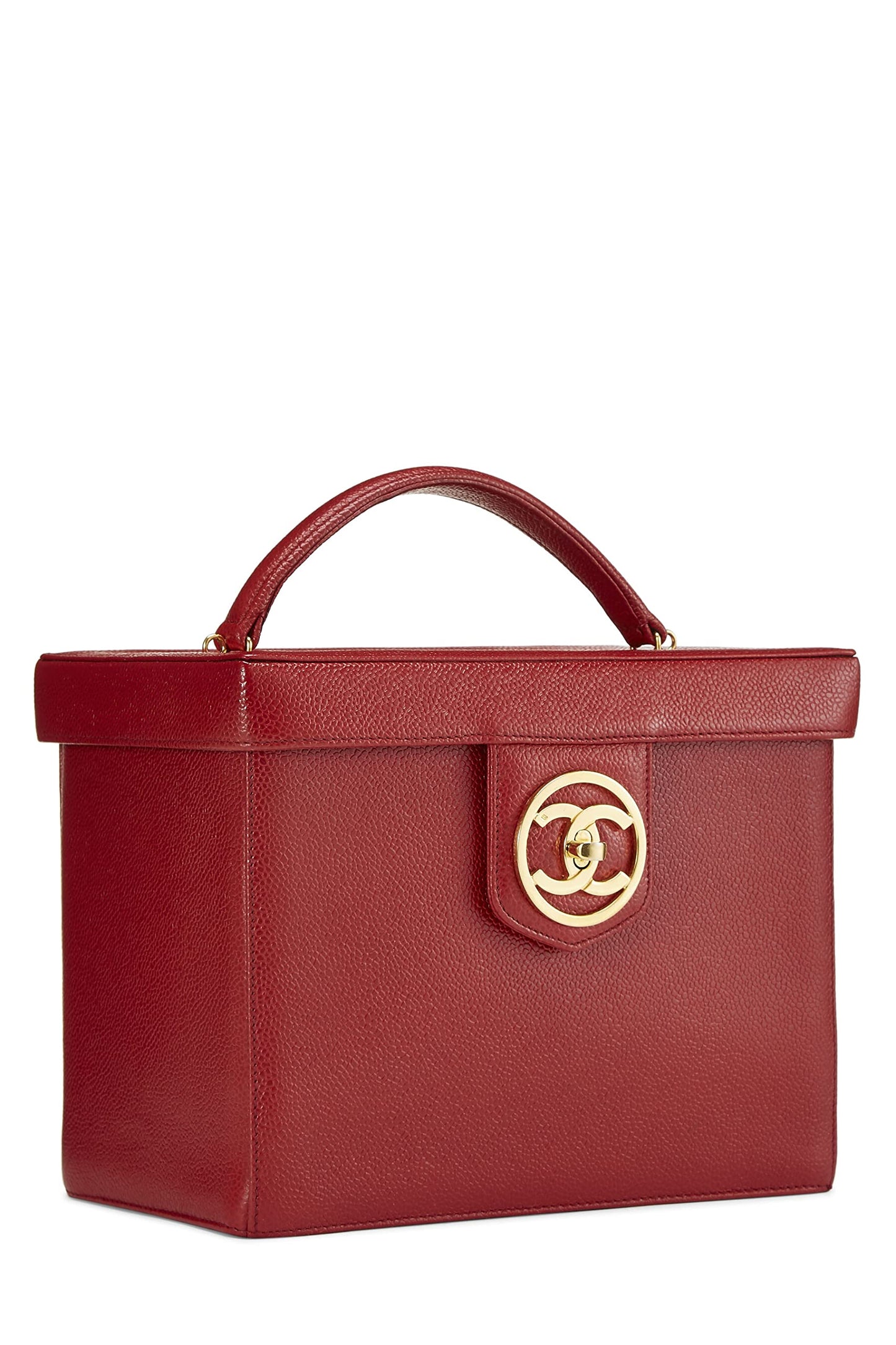 Chanel,  Red Caviar Circle 'CC' Vanity Large, Red