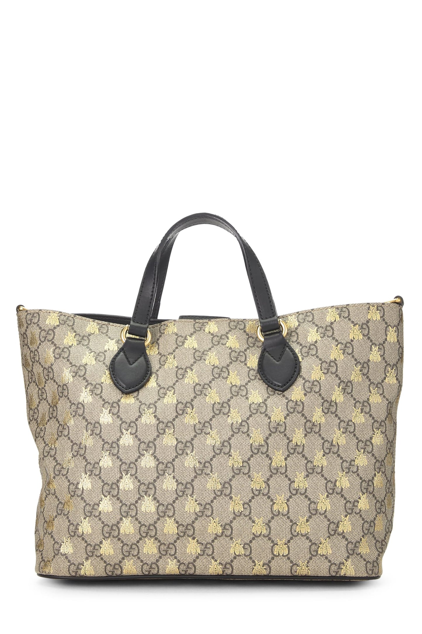 Gucci,  Black GG Supreme Canvas Bee Tote Small, Black
