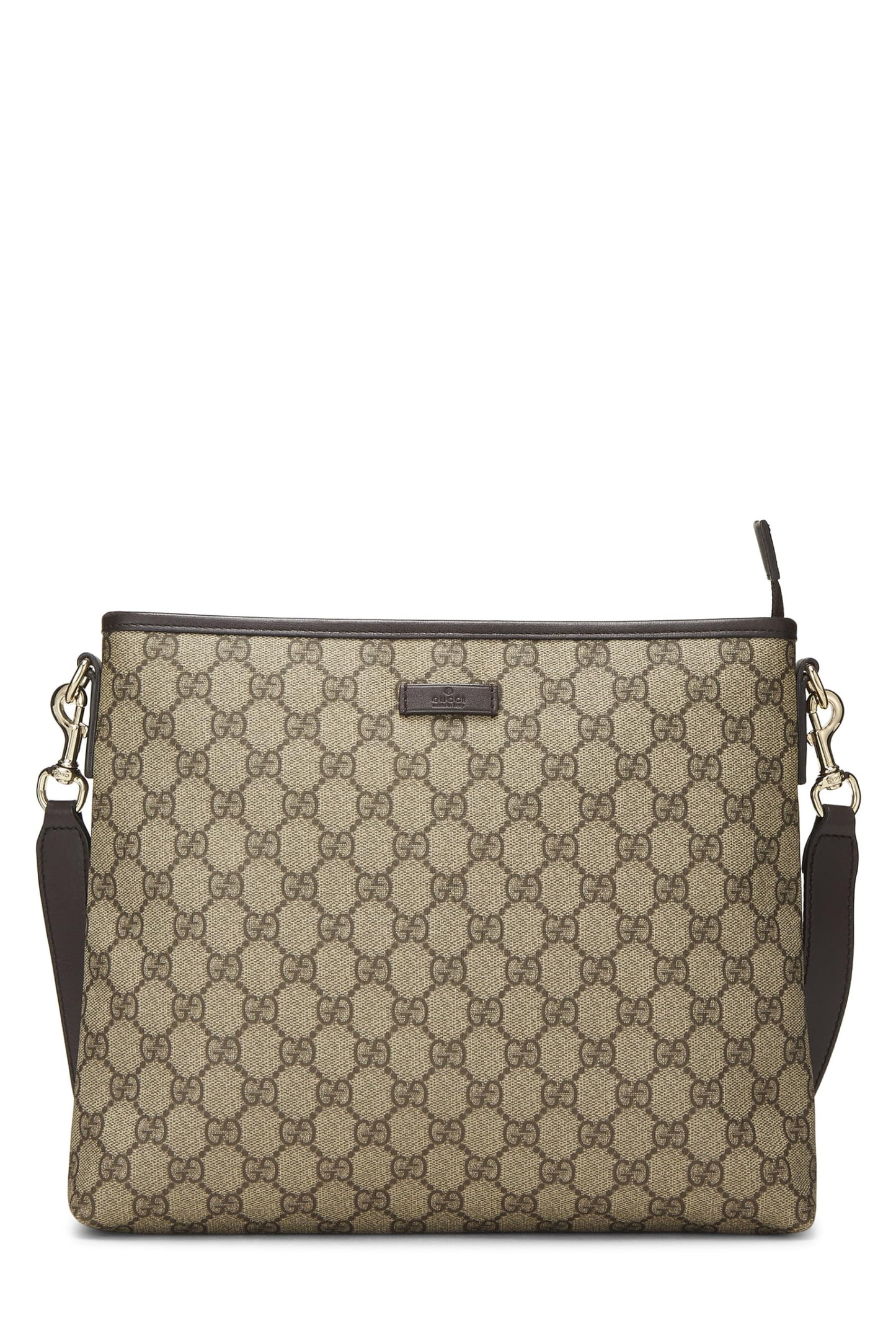 Gucci,  Brown Original GG Supreme Canvas Zip Flat Messenger, Brown