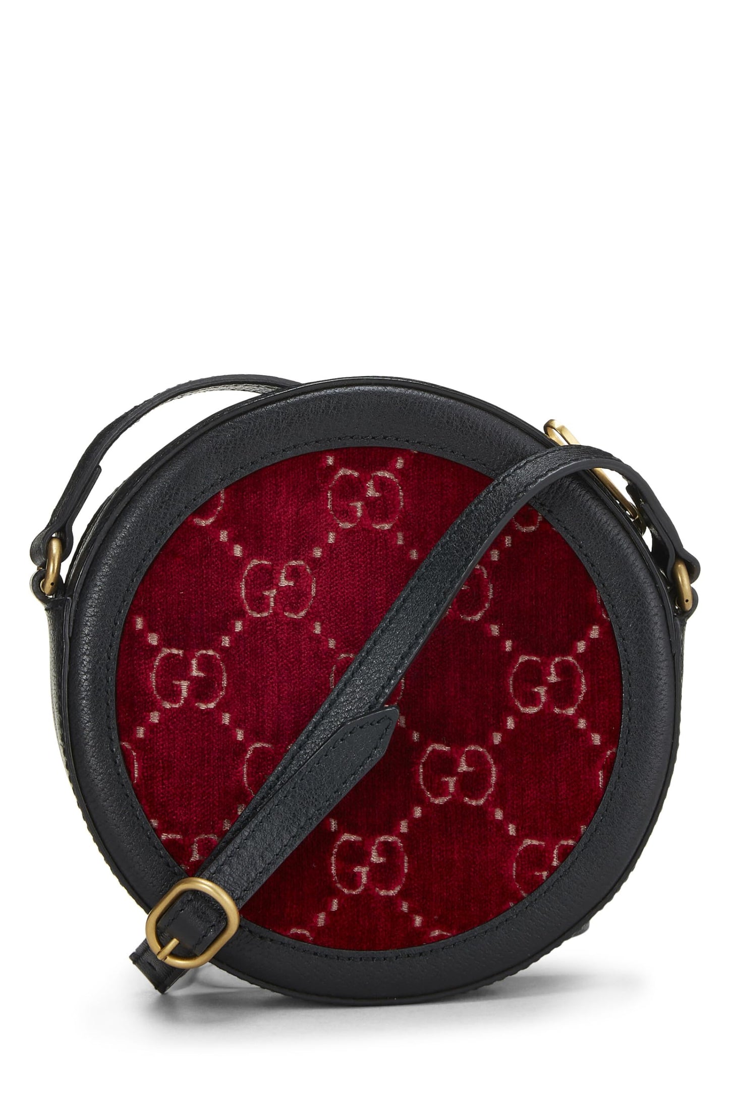 Gucci,  Burgundy Velvet GG Marmont Round Shoulder Bag Mini, Burgundy