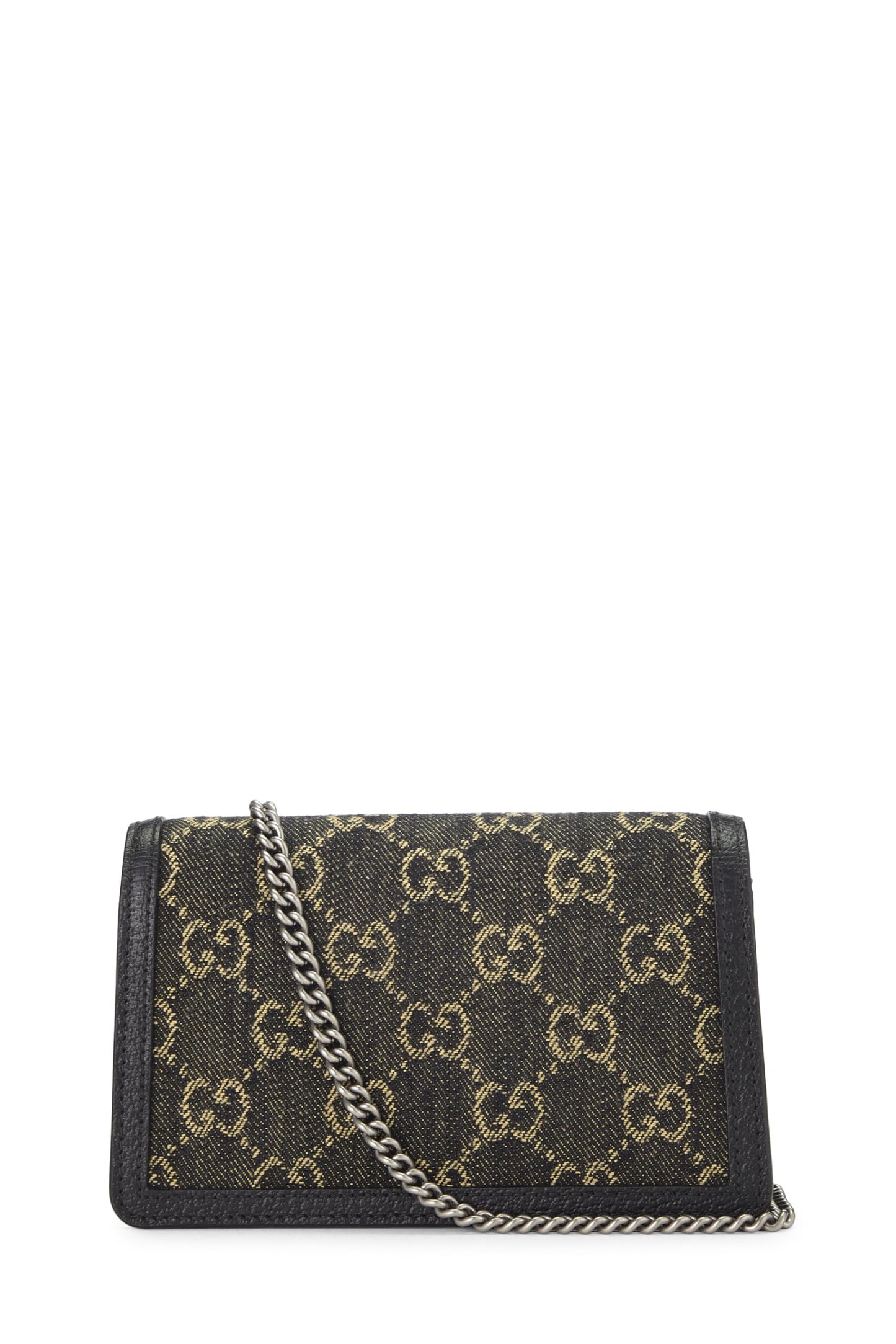 Gucci,  Black Denim Dionysus Shoulder Bag Super Mini, Black