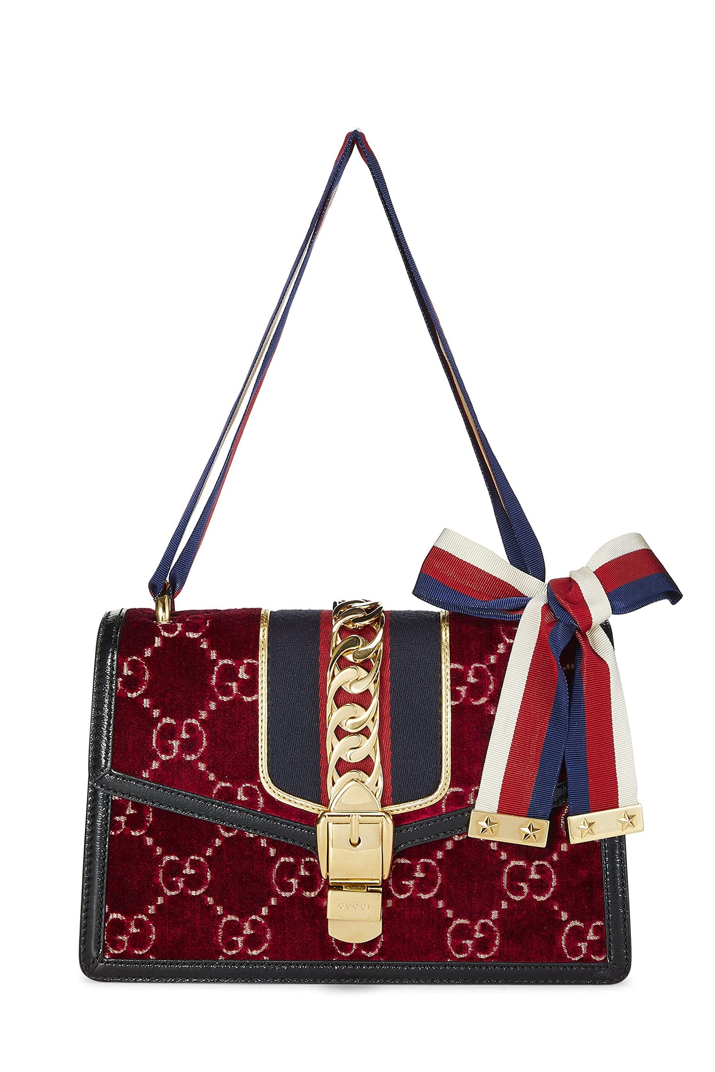 Gucci,  Burgundy Velvet Sylvie Shoulder Bag, Burgundy