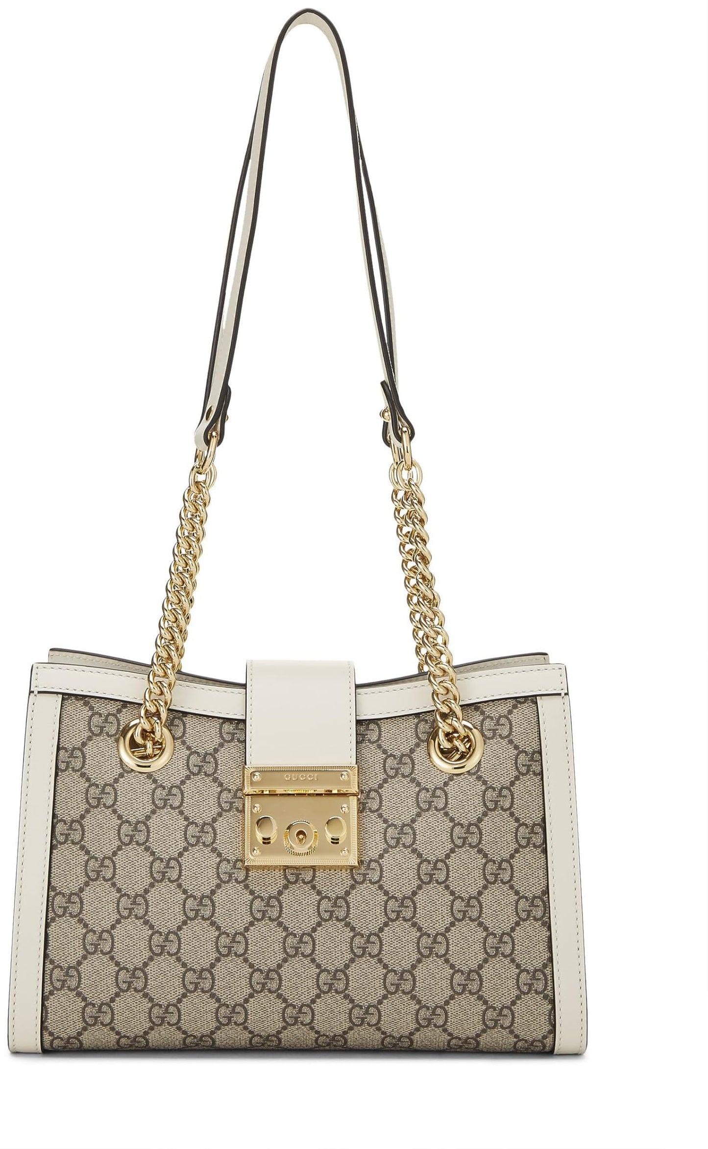 Gucci,  Ivory GG Supreme Canvas Padlock Tote Small, White