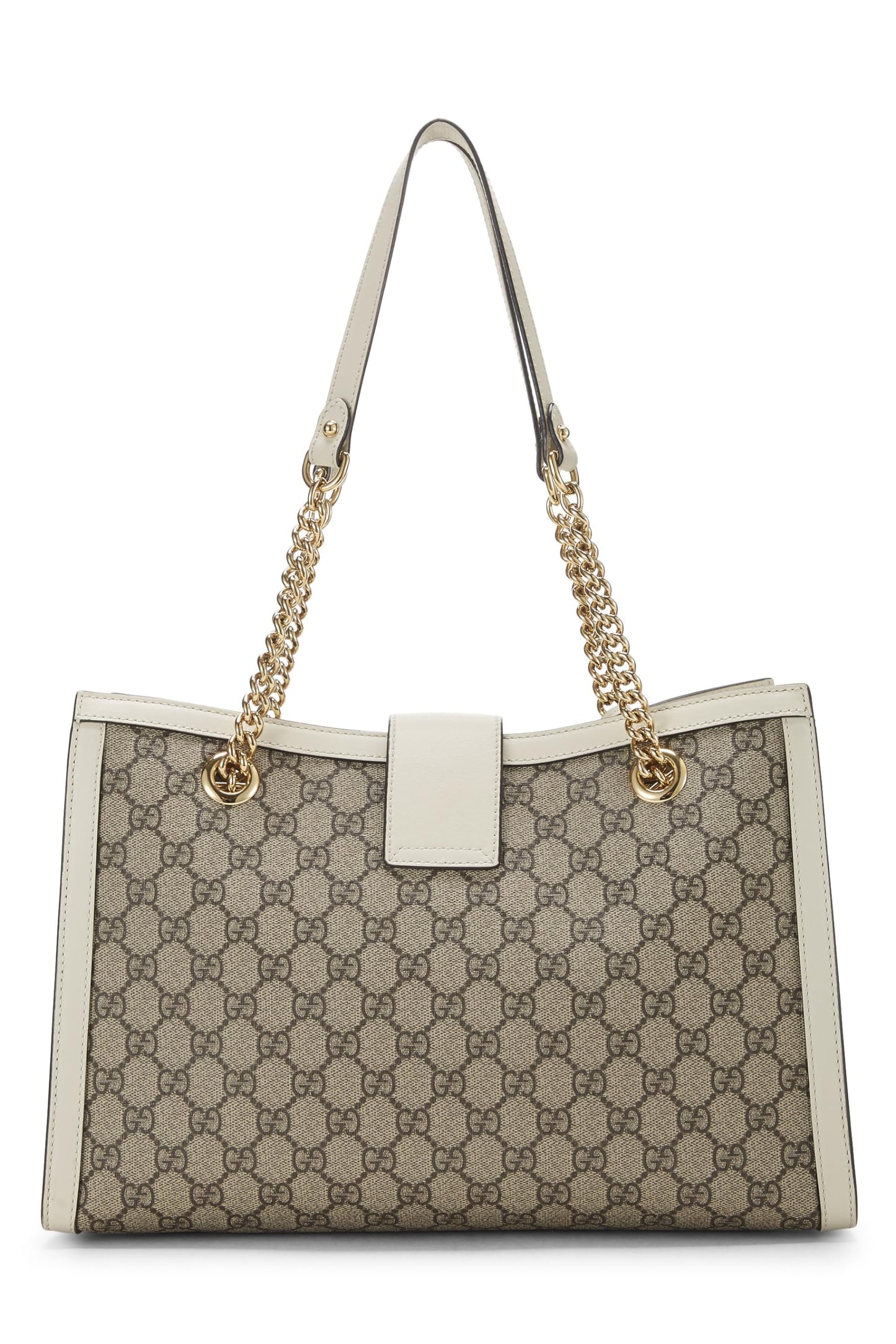 Gucci,  Cream Original GG Supreme Canvas Padlock Tote Medium, White