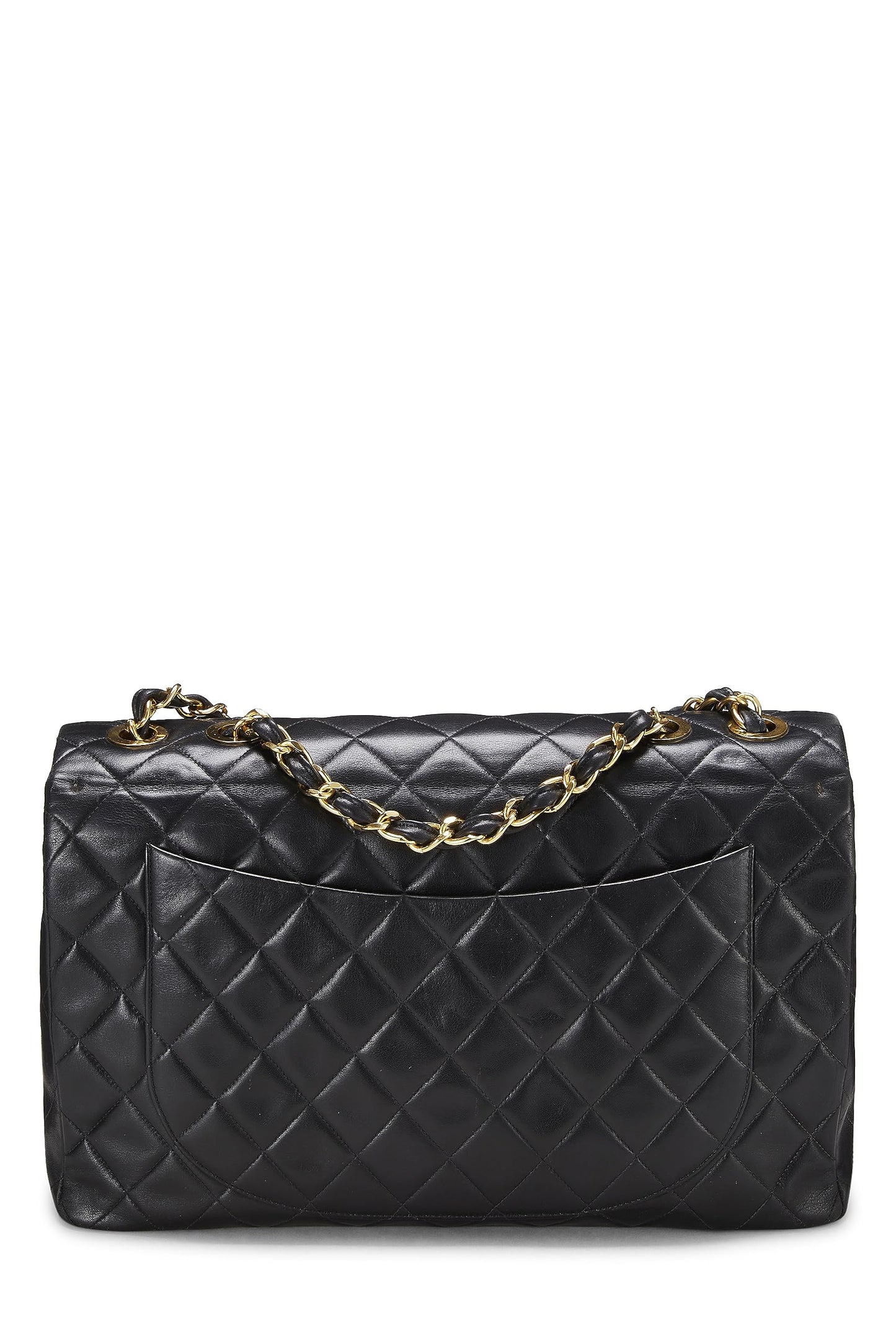 Chanel,  Black Quilted Lambskin Half Flap Maxi, Black